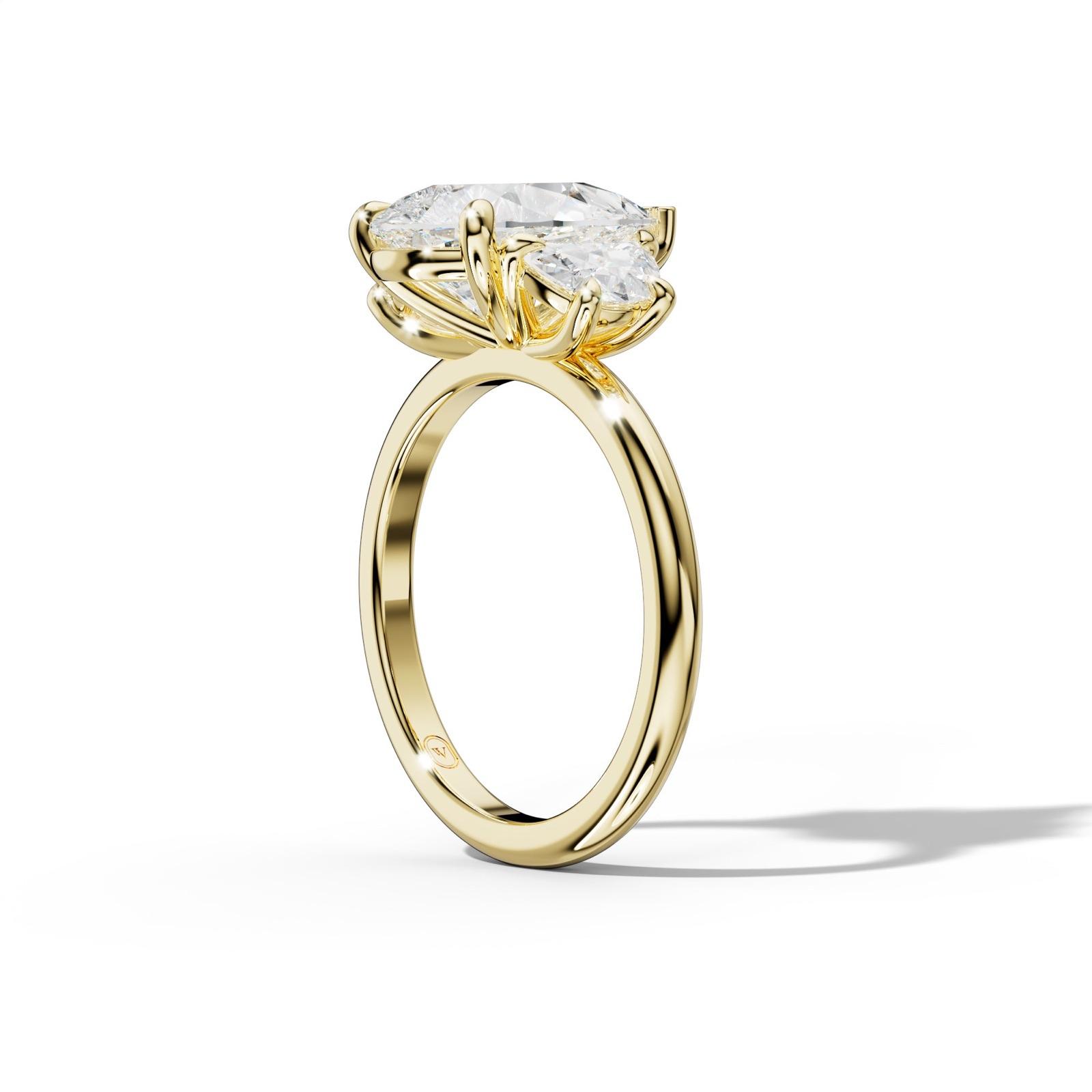 Itzel Pear Shape With Half Moon Side Diamond Engagement Ring