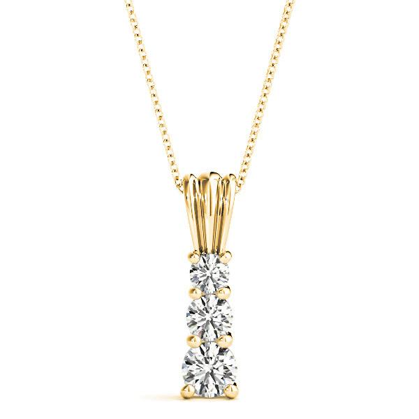 Graduated 1.00 ctw Diamond Three Stone Necklace Pendant-VIRABYANI