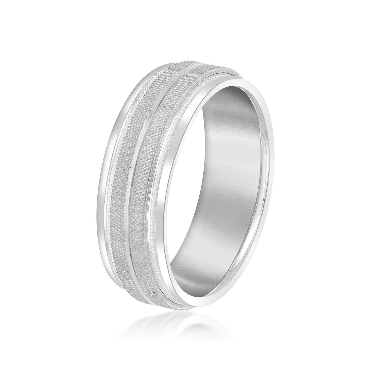 Men's High Beveled Center And Florentine Finish Band