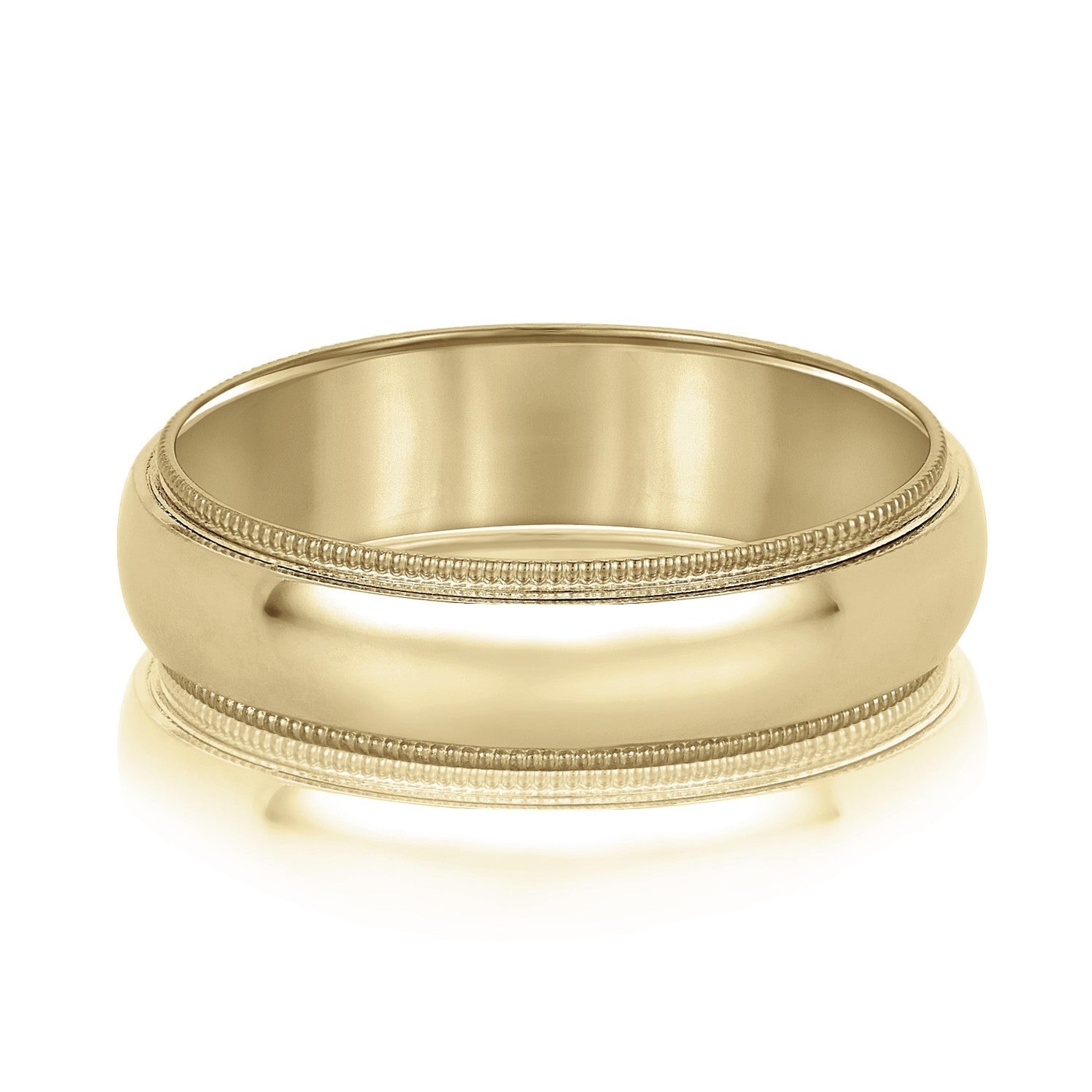 Domed Milgrain Classic Men's Wedding Band Comfort Fit