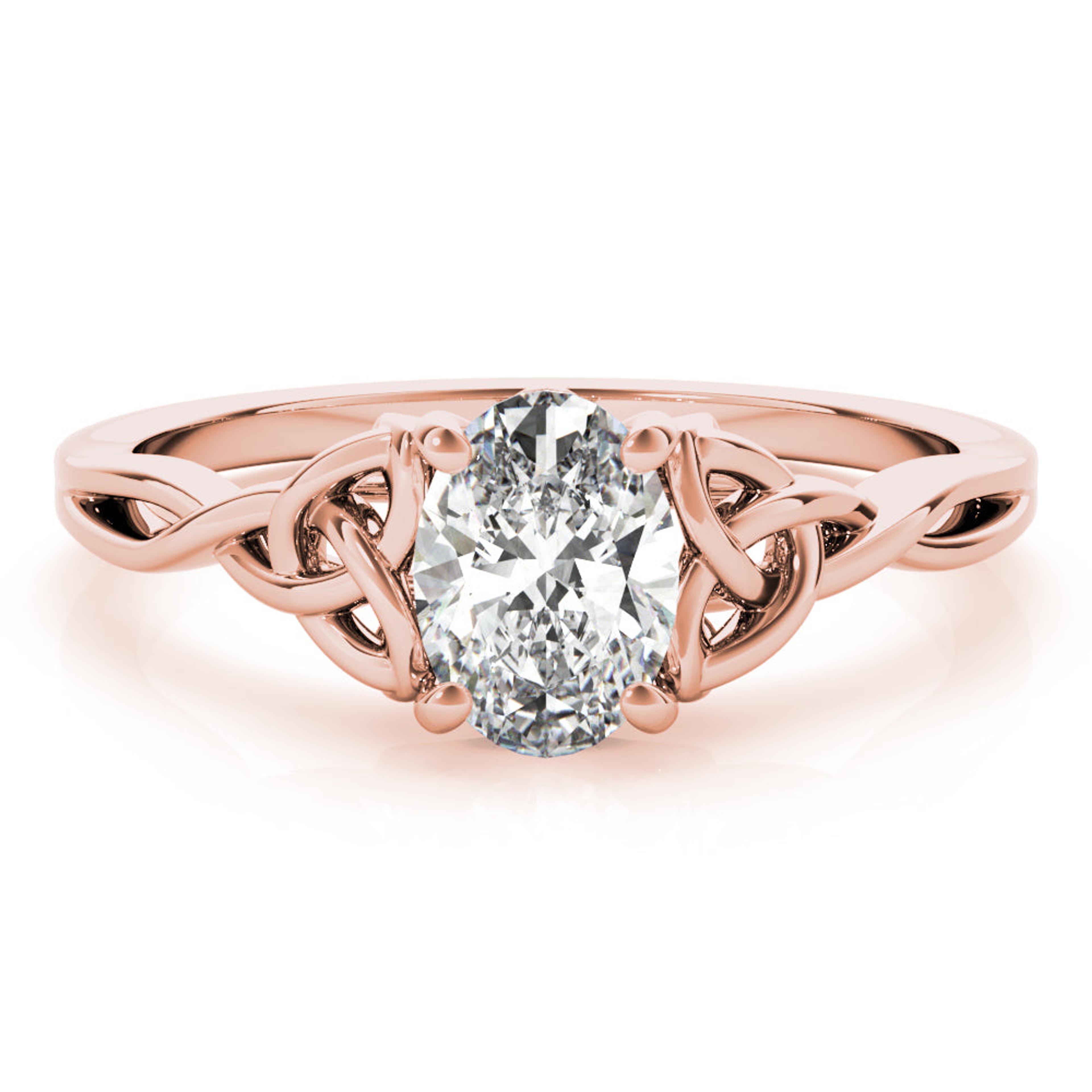 Celtic Love Knot Oval Diamond Solitaire Engagement Ring