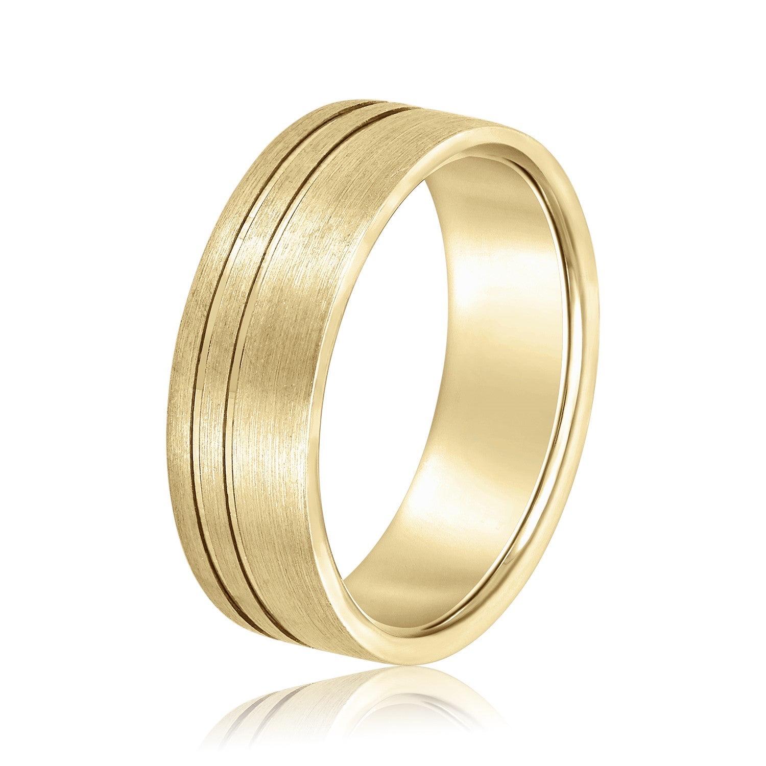 Men's Flat Wedding Band With Double Lines