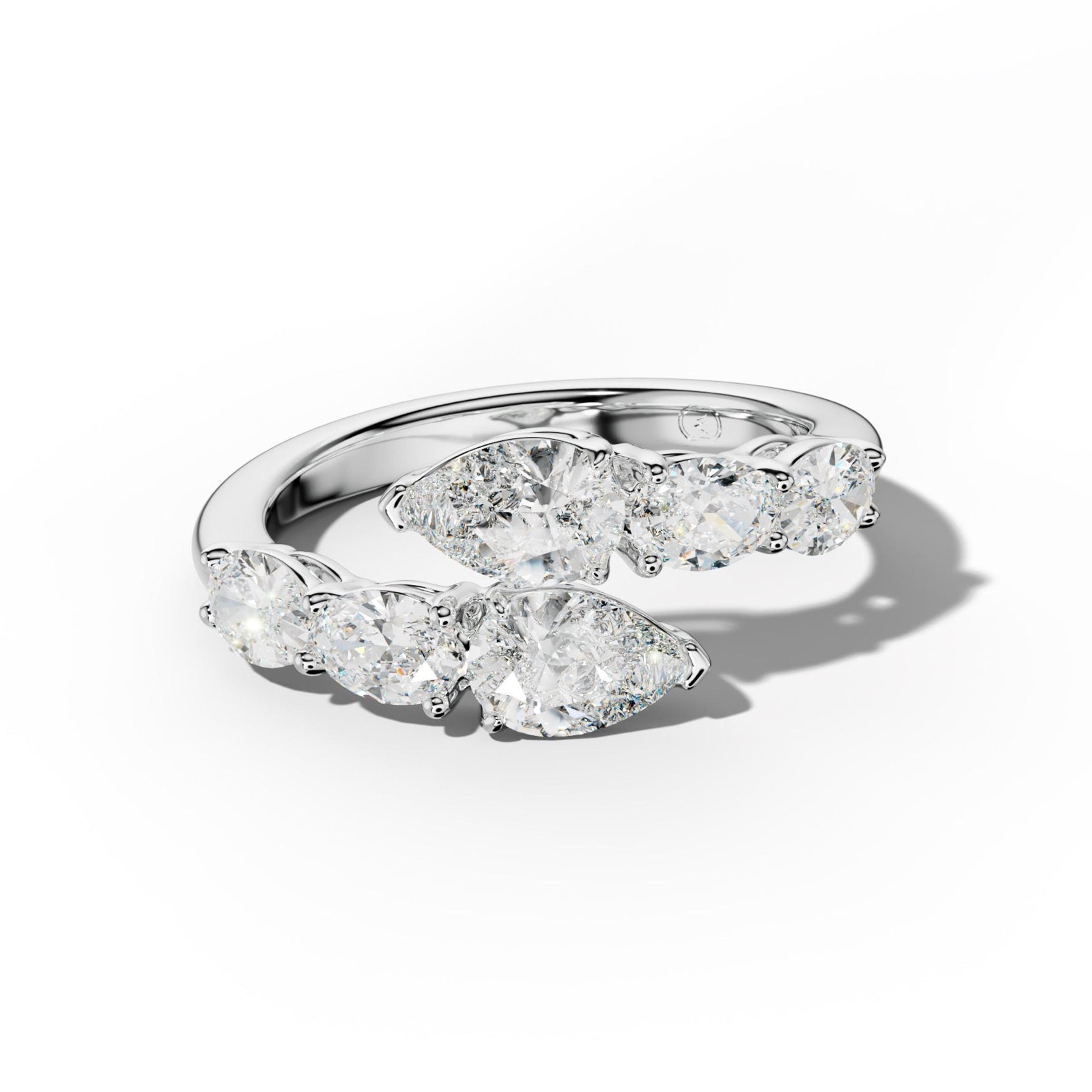 2.0 ct Oval and Pear Shape Diamond Open Wedding Band