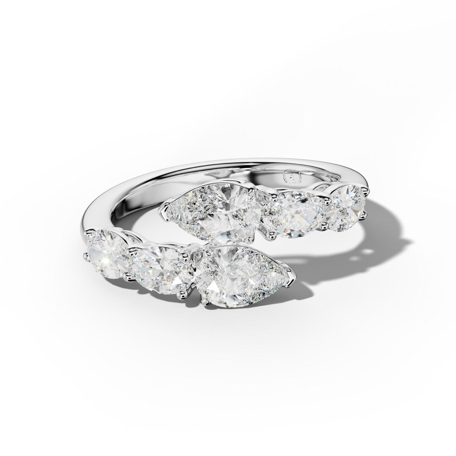 2.0 ct Oval and Pear Shape Diamond Open Wedding Band