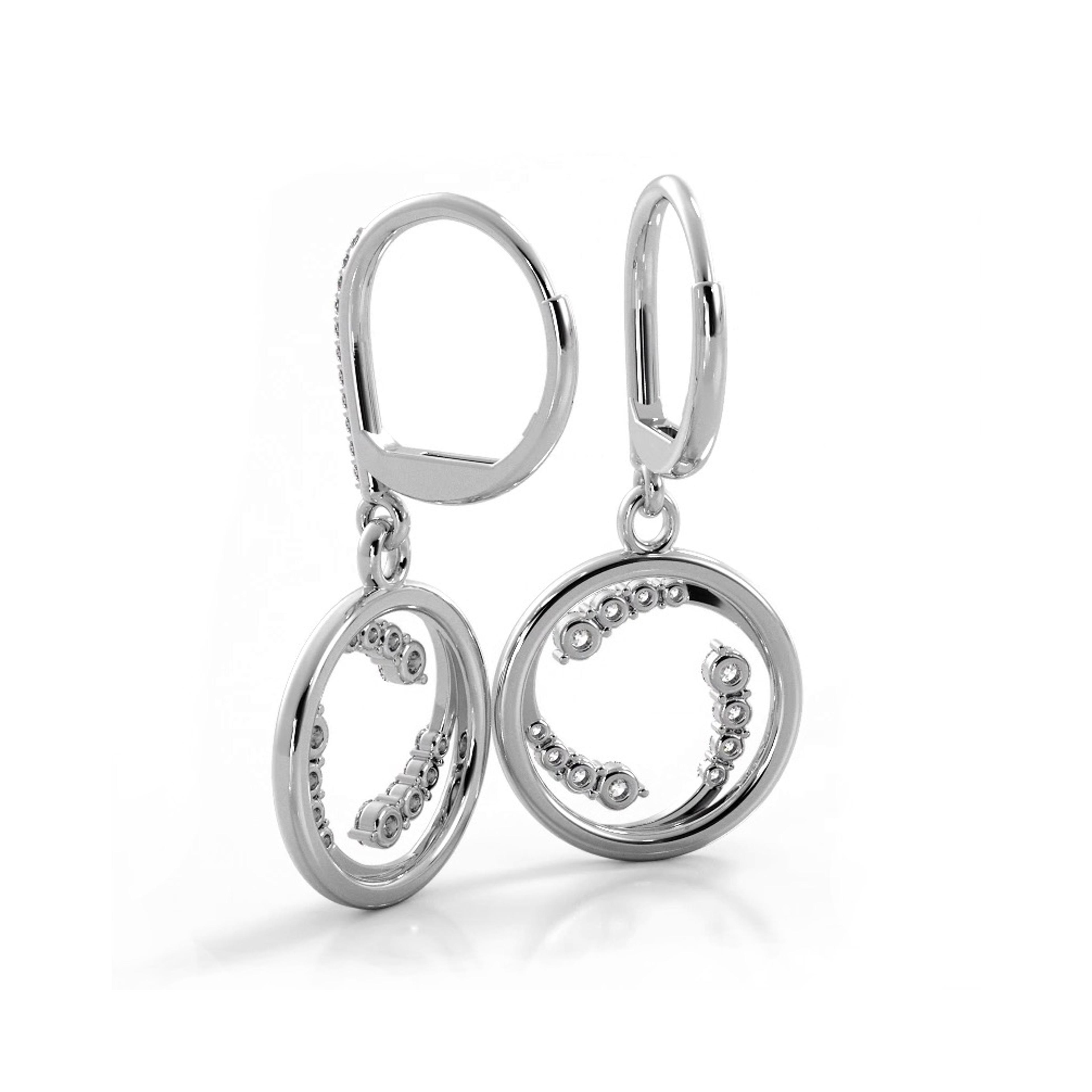 0.60 ctw. Round Diamond Circle Dangle Hoop Earrings