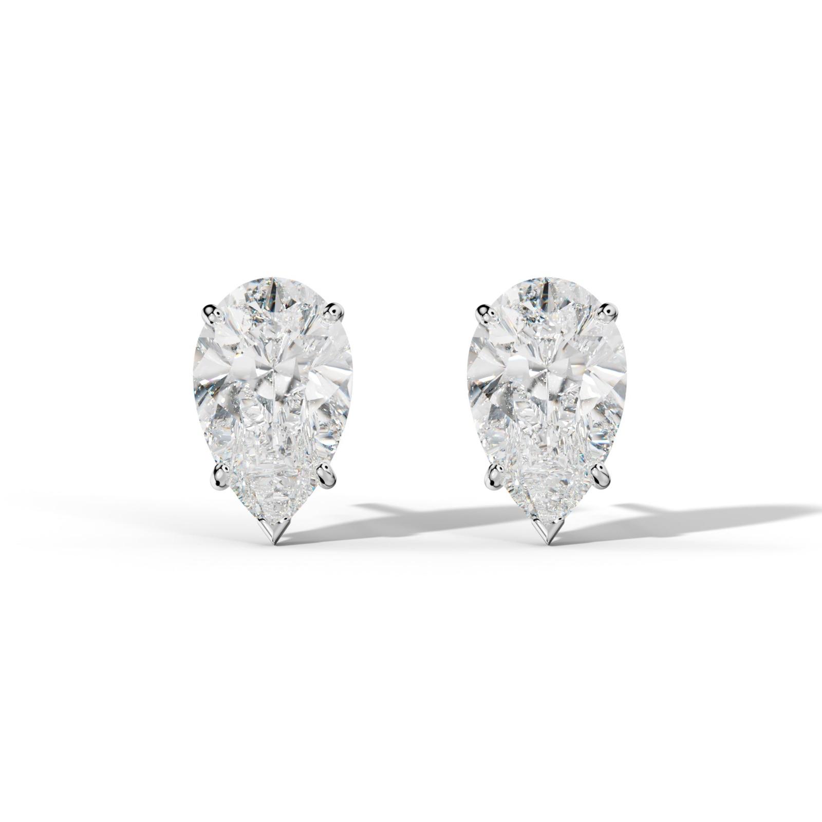 Pear Shape Diamond Stud Earrings With Classic And V Prong Martini Settings