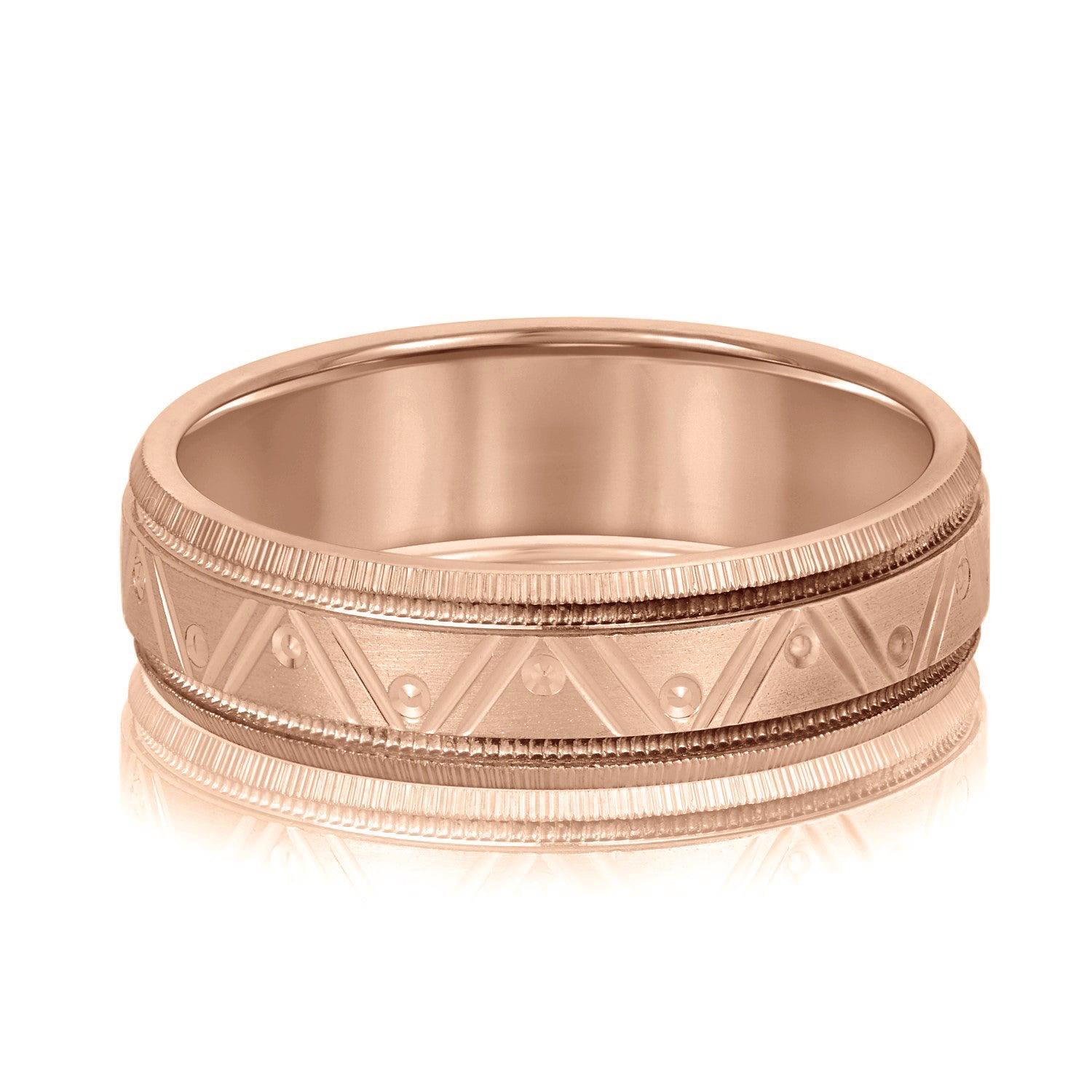 Men's Double Groove Geometric Wedding Band