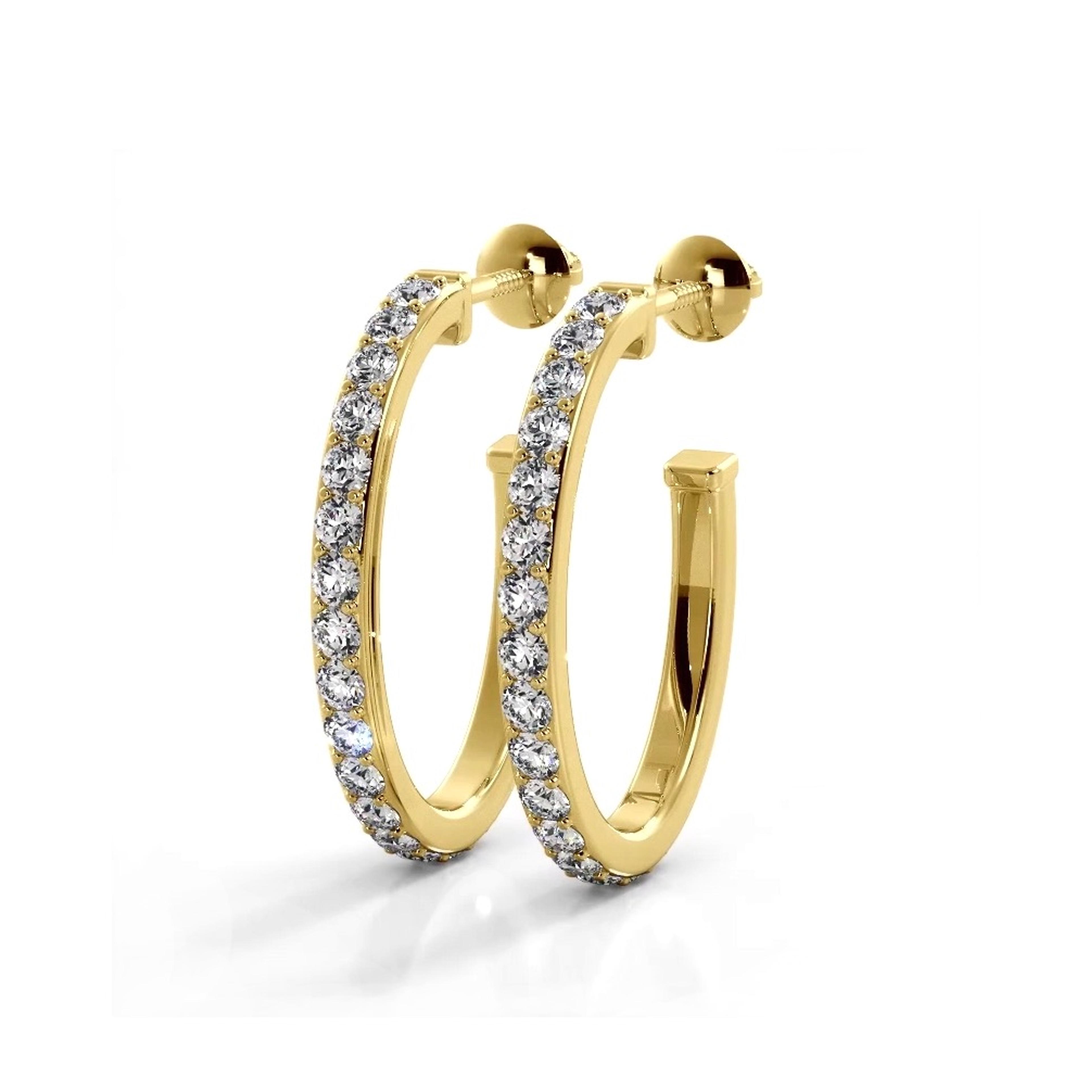 1.0 ctw. Round Diamond Hoop Earrings Open Back Style