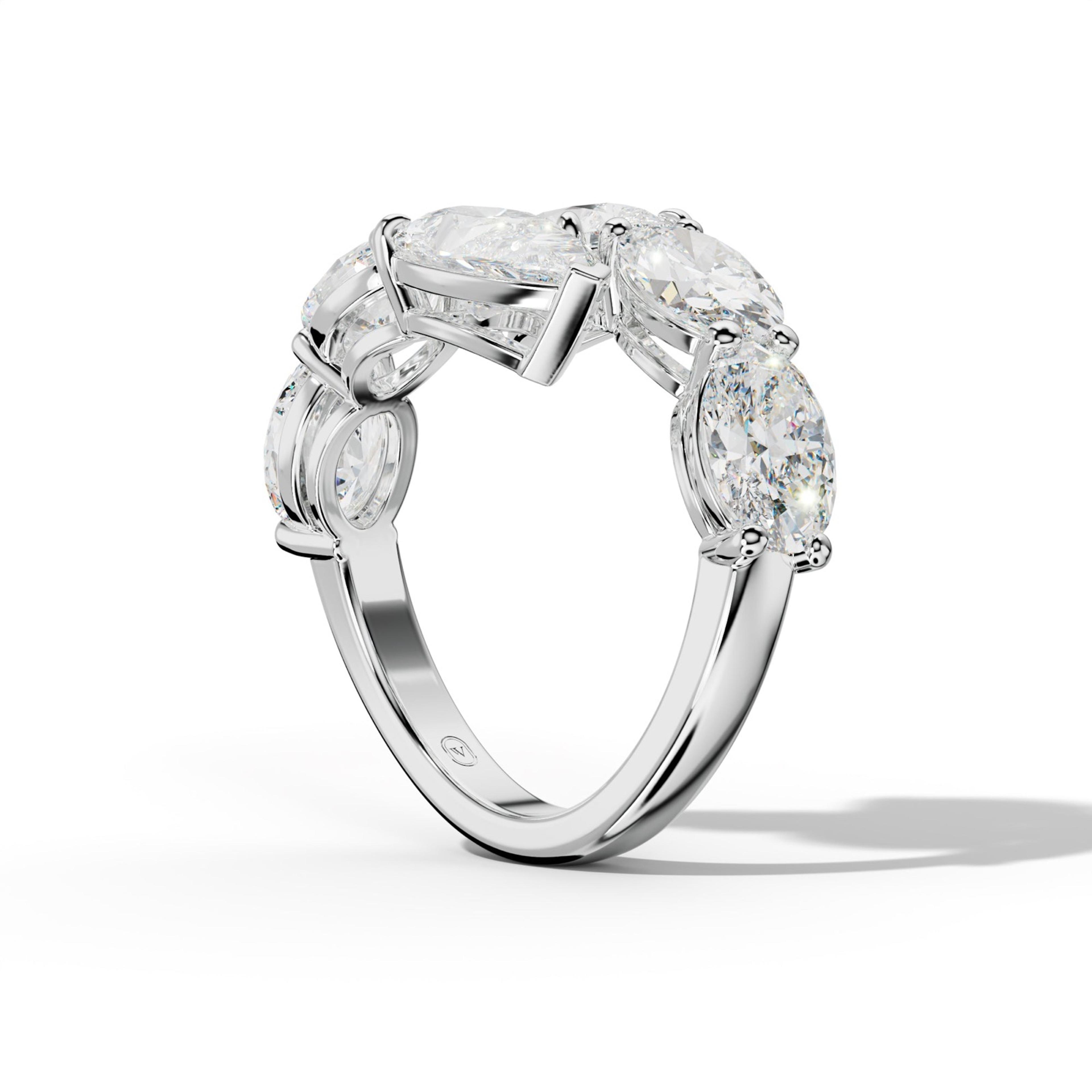 8.0 ct Oval and Pear Shape Diamond Open Wedding Band