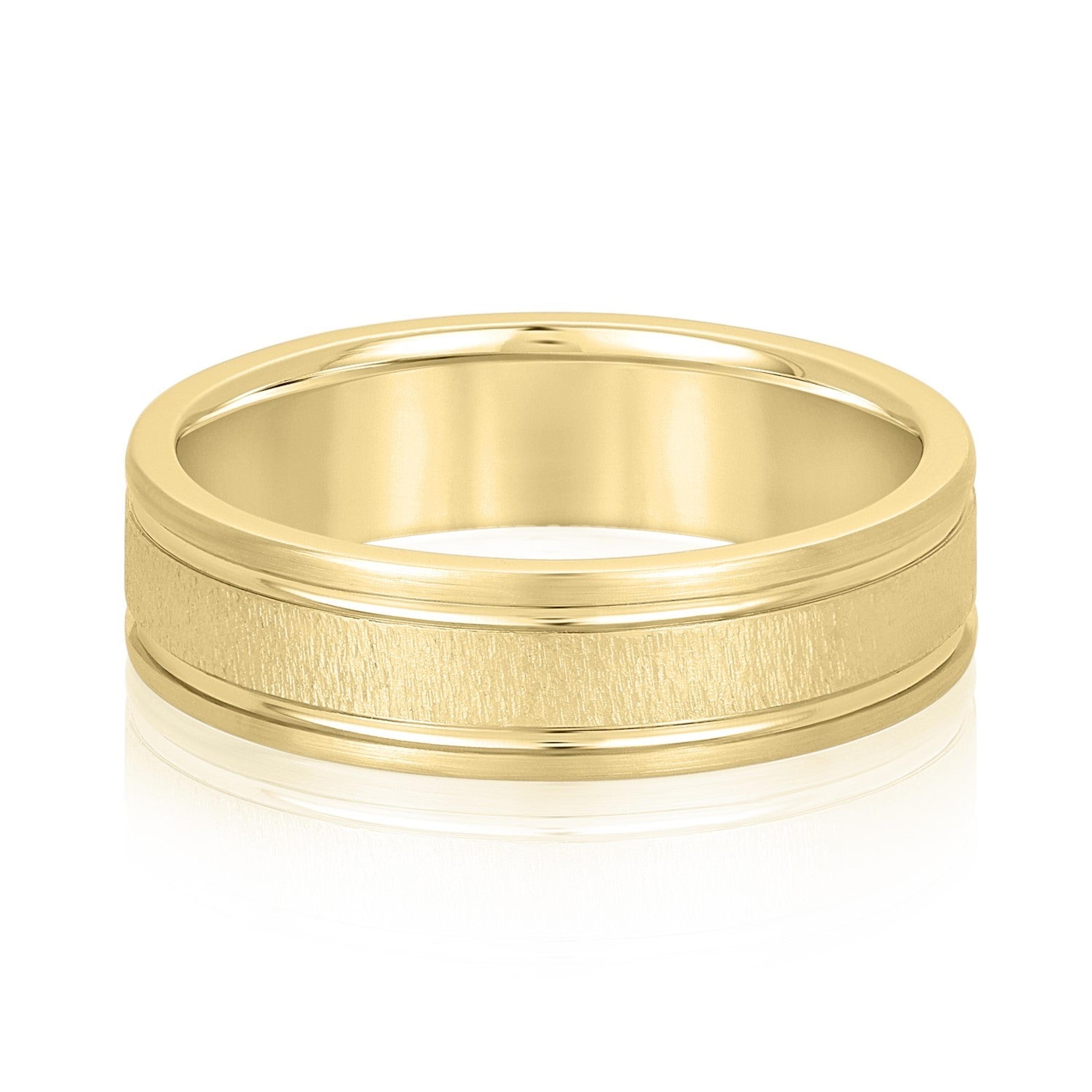 Men's Textured Inlay and Double Groove Style Band