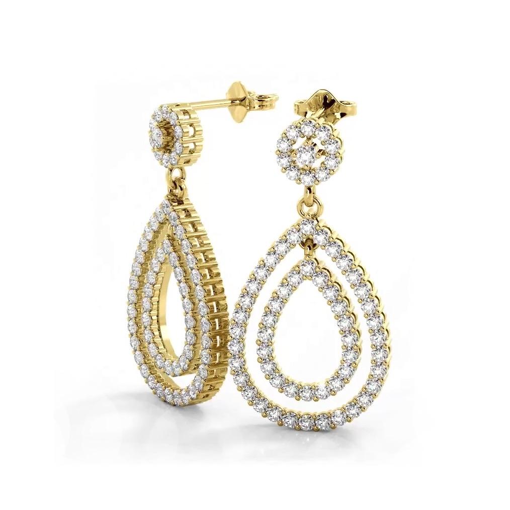 1.0 ctw. Diamond Double Teardrop Dangle Earrings