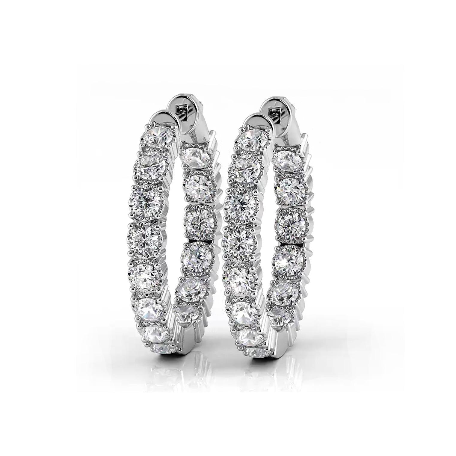 1.50 ctw. Round Diamond Hoop Earrings Crown Style Setting