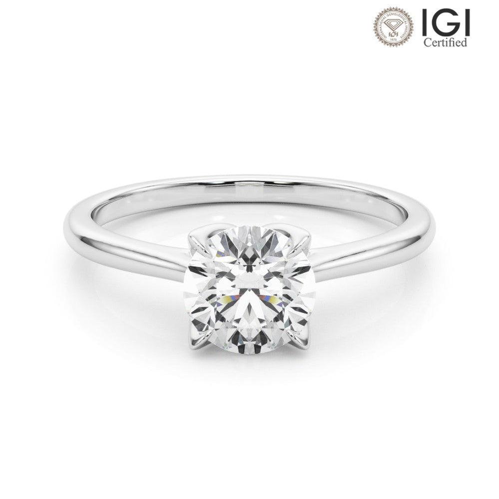 Flora Round Lab Grown Diamond Solitaire Engagement Ring IGI Certified