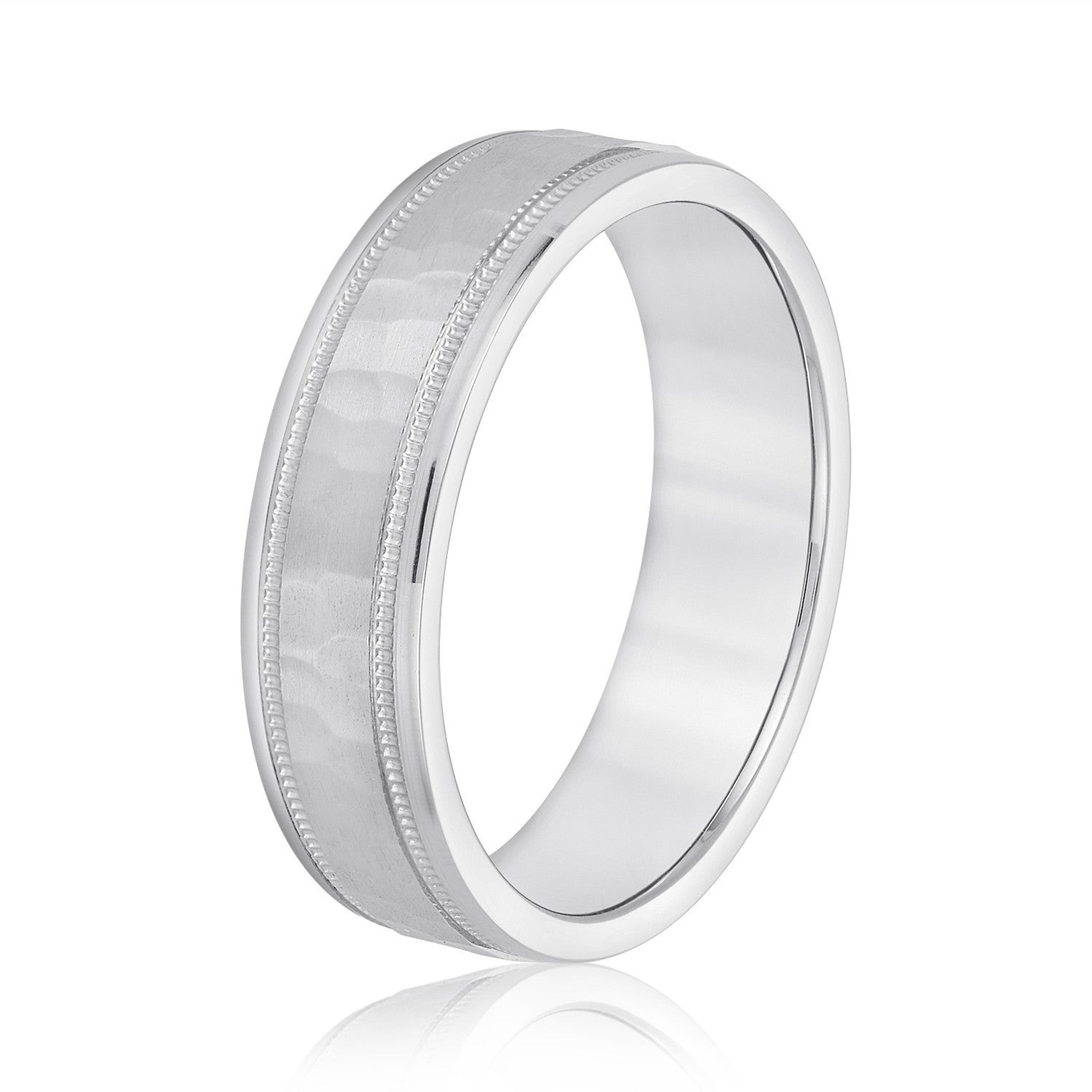 Men's Milgrain Hammered Finish Band