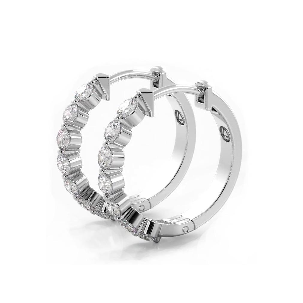1.0 ctw. Floating Round Diamond Hoop Earrings