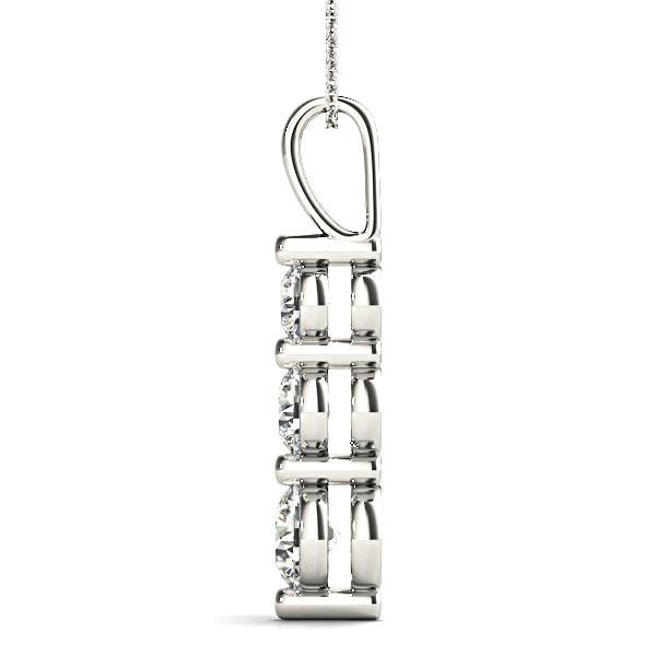 Shared Prong 1.00 ctw Diamond Three Stone Necklace Pendant-VIRABYANI