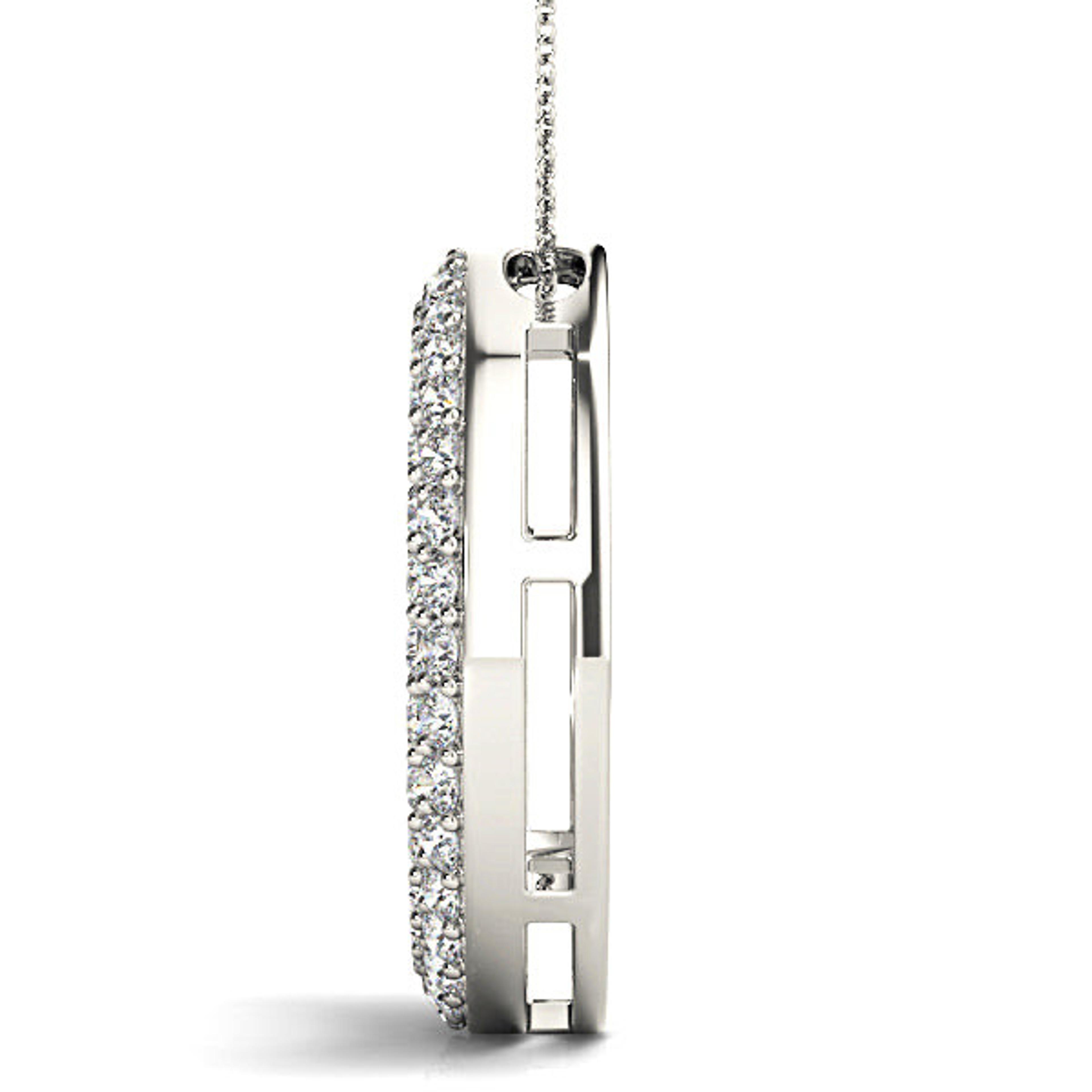 1.00 ctw Diamond Double Row Pave Circle Necklace Pendant-VIRABYANI