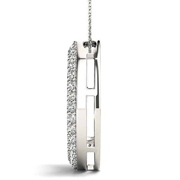1.00 ctw Diamond Double Row Pave Circle Necklace Pendant-VIRABYANI