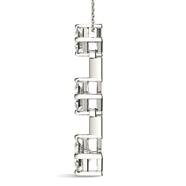 1.00 ctw Graduated Princess Cut Diamond Three Stone Necklace Pendant-VIRABYANI
