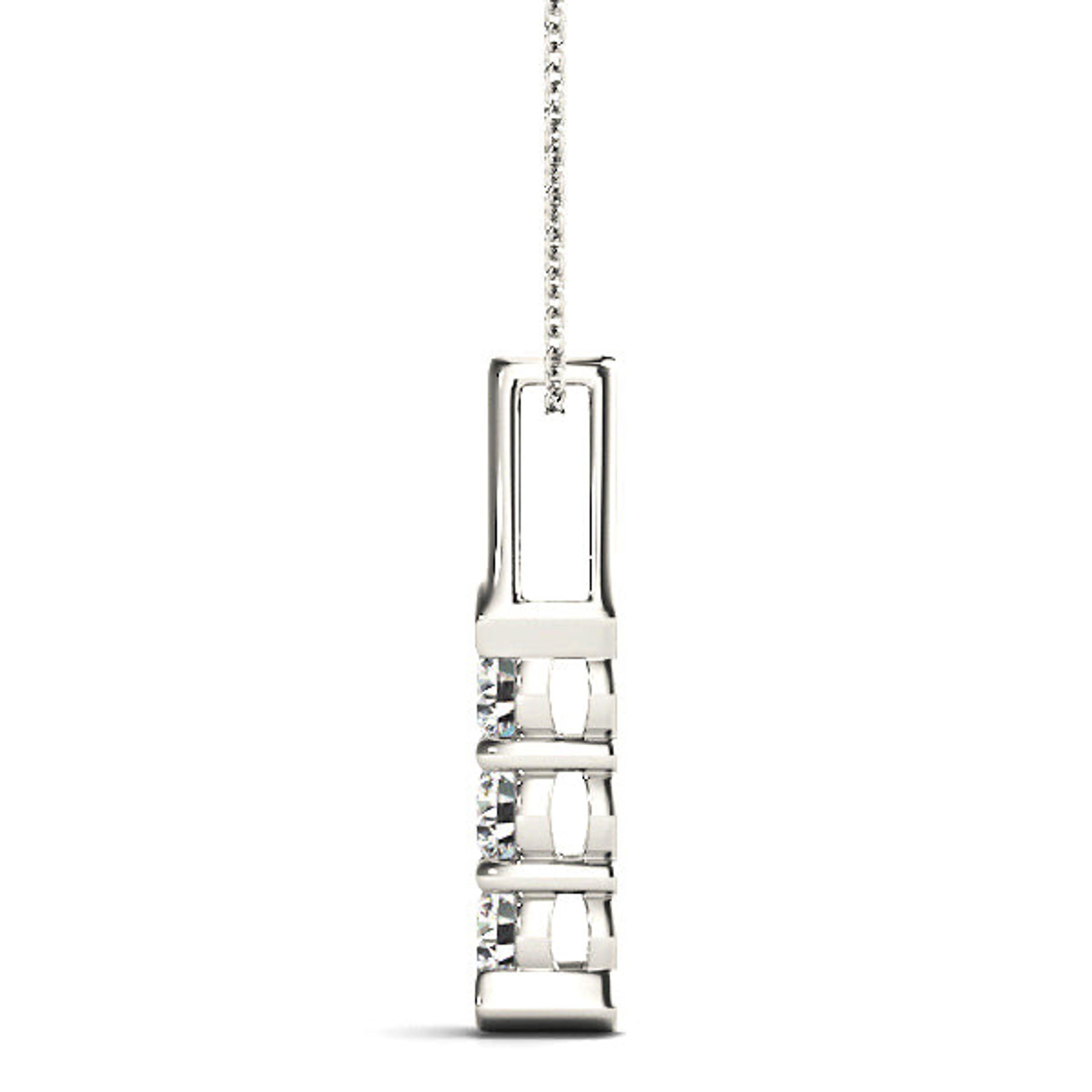 1.00 ctw Diamond Three Stone Necklace Pendant-VIRABYANI
