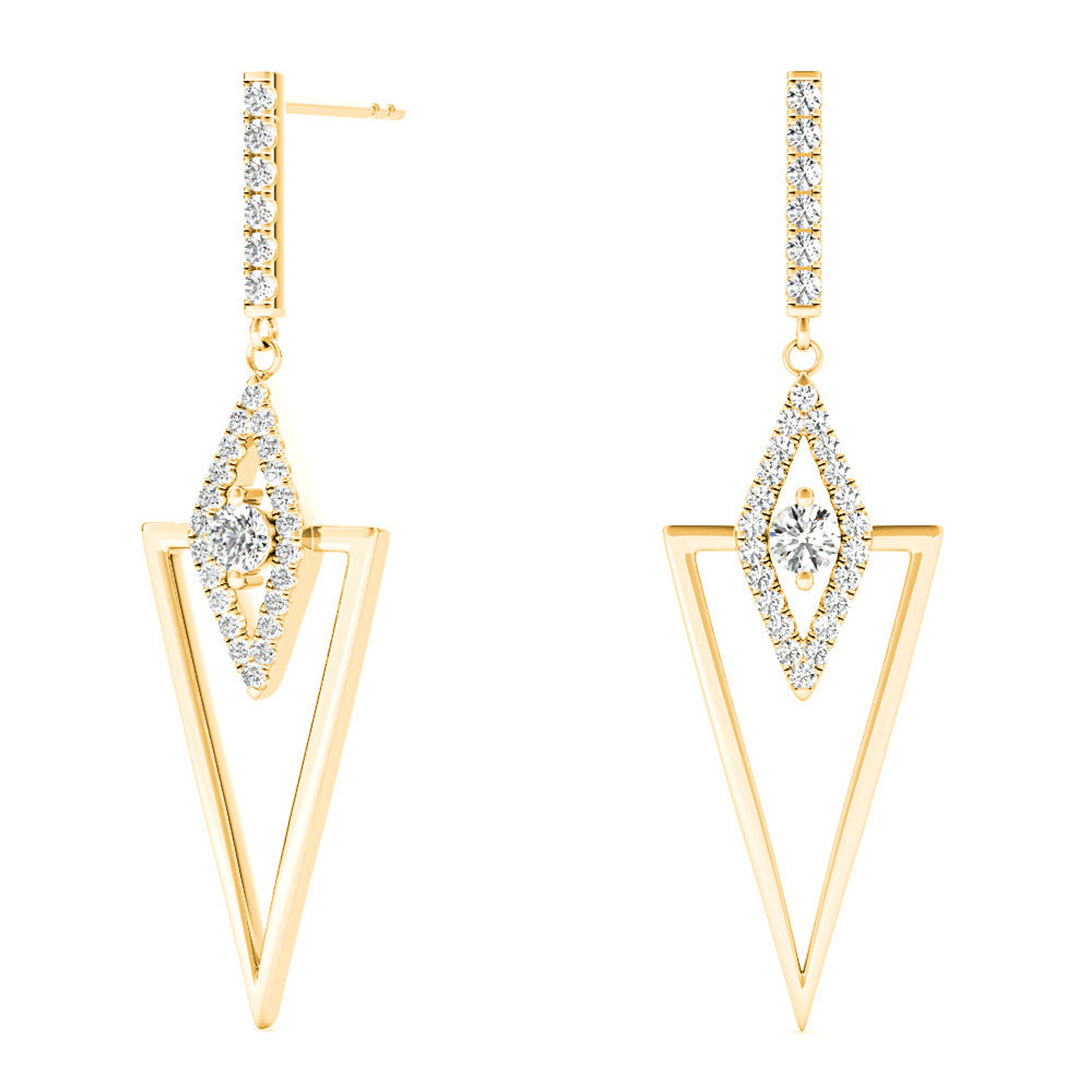 0.50 ctw Diamond Drop Earrings Modern Cocktail Style-VIRABYANI