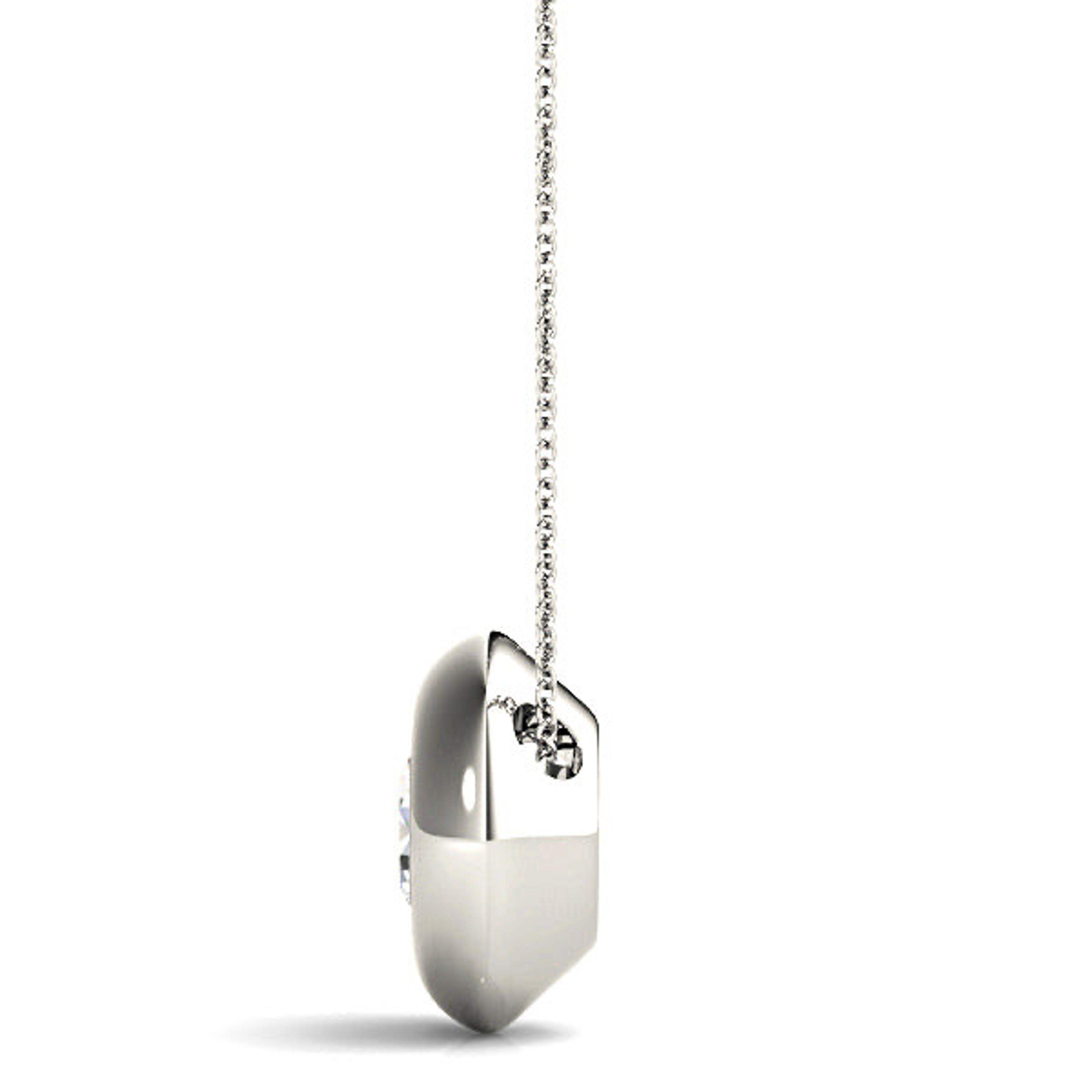 Bezel Set Round Diamond Solitaire Necklace Pendant-VIRABYANI