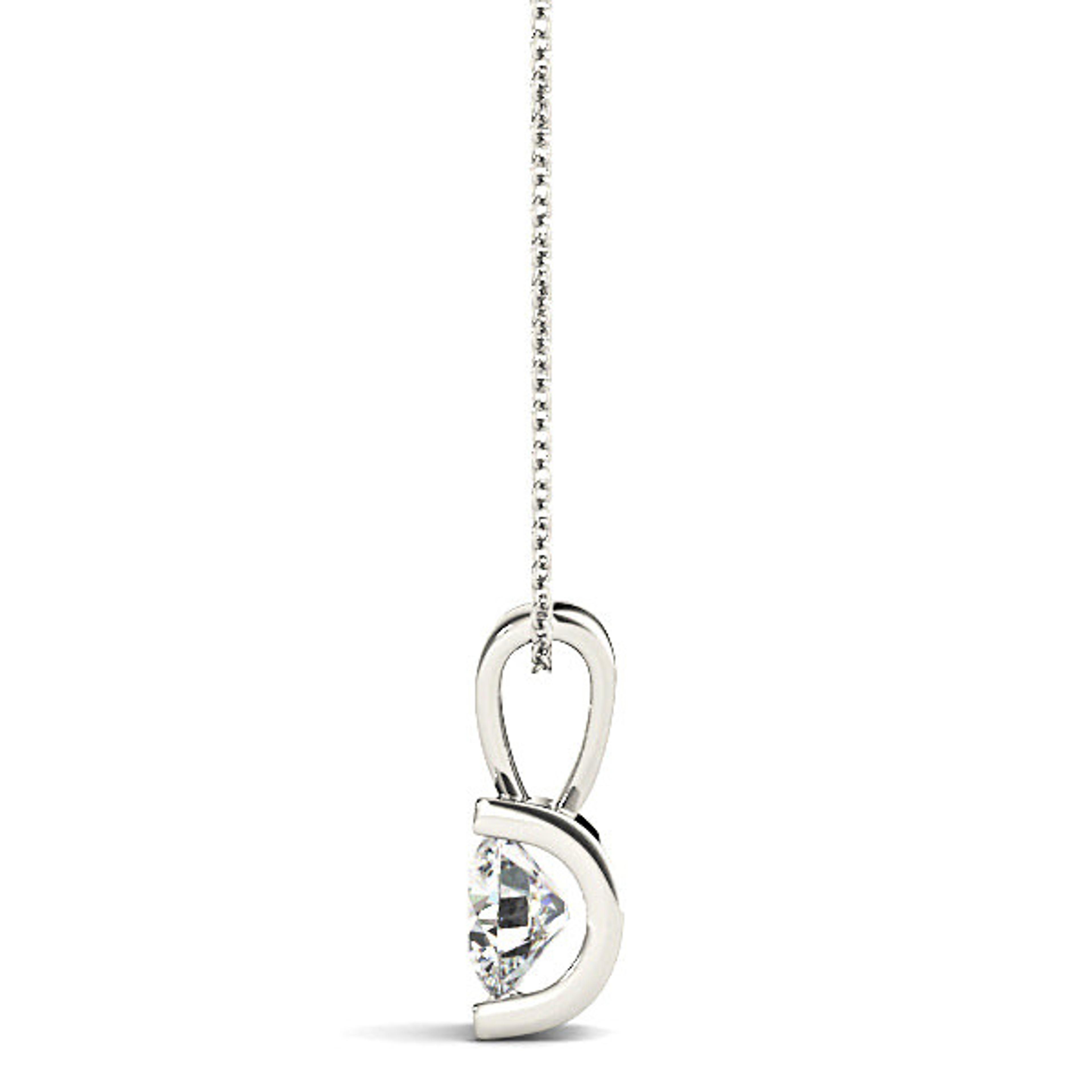 Bar Set Round Diamond Solitaire Necklace Pendant-VIRABYANI