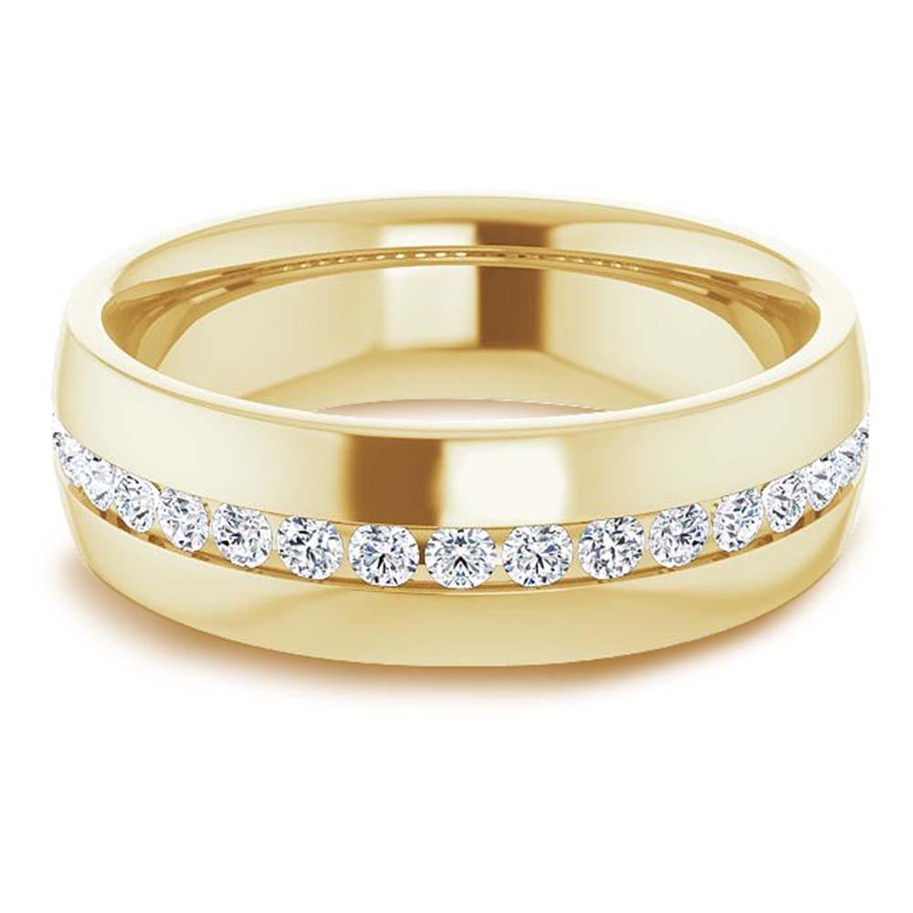 Channel Set Round Diamond Half Eternity Men's Band