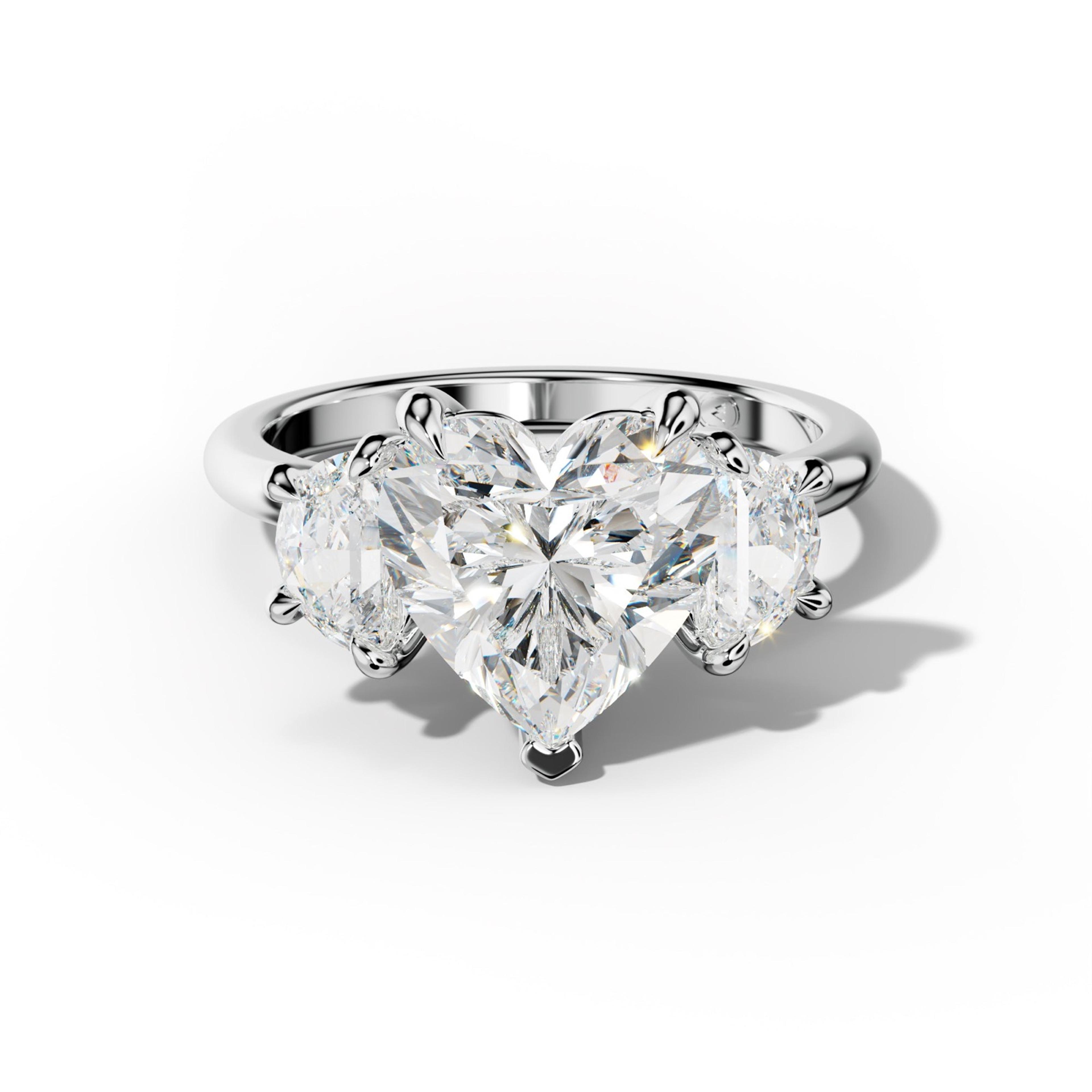 Itzel Heart Center Half Moon Side Diamond Engagement Ring