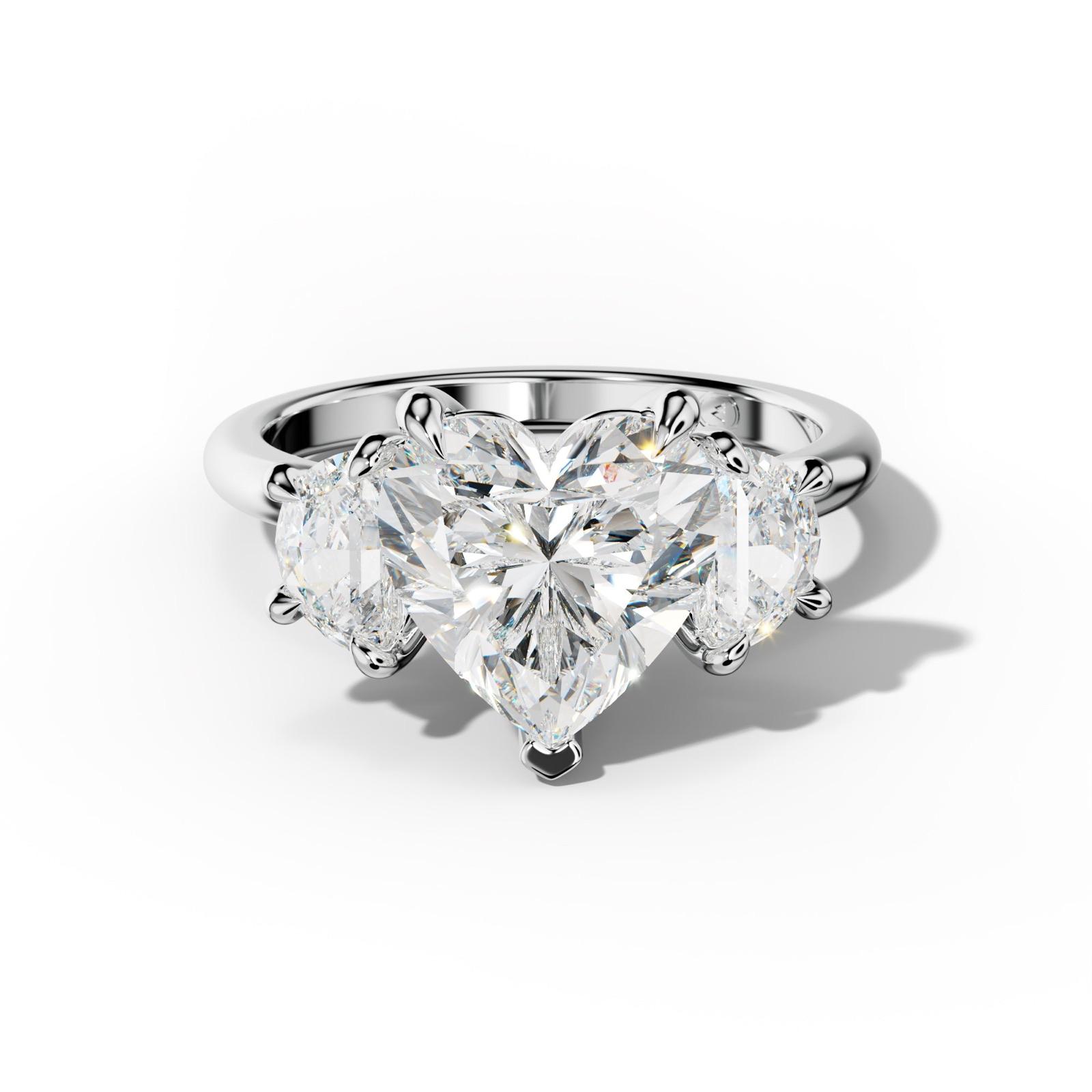 Itzel Heart Center Half Moon Side Diamond Engagement Ring