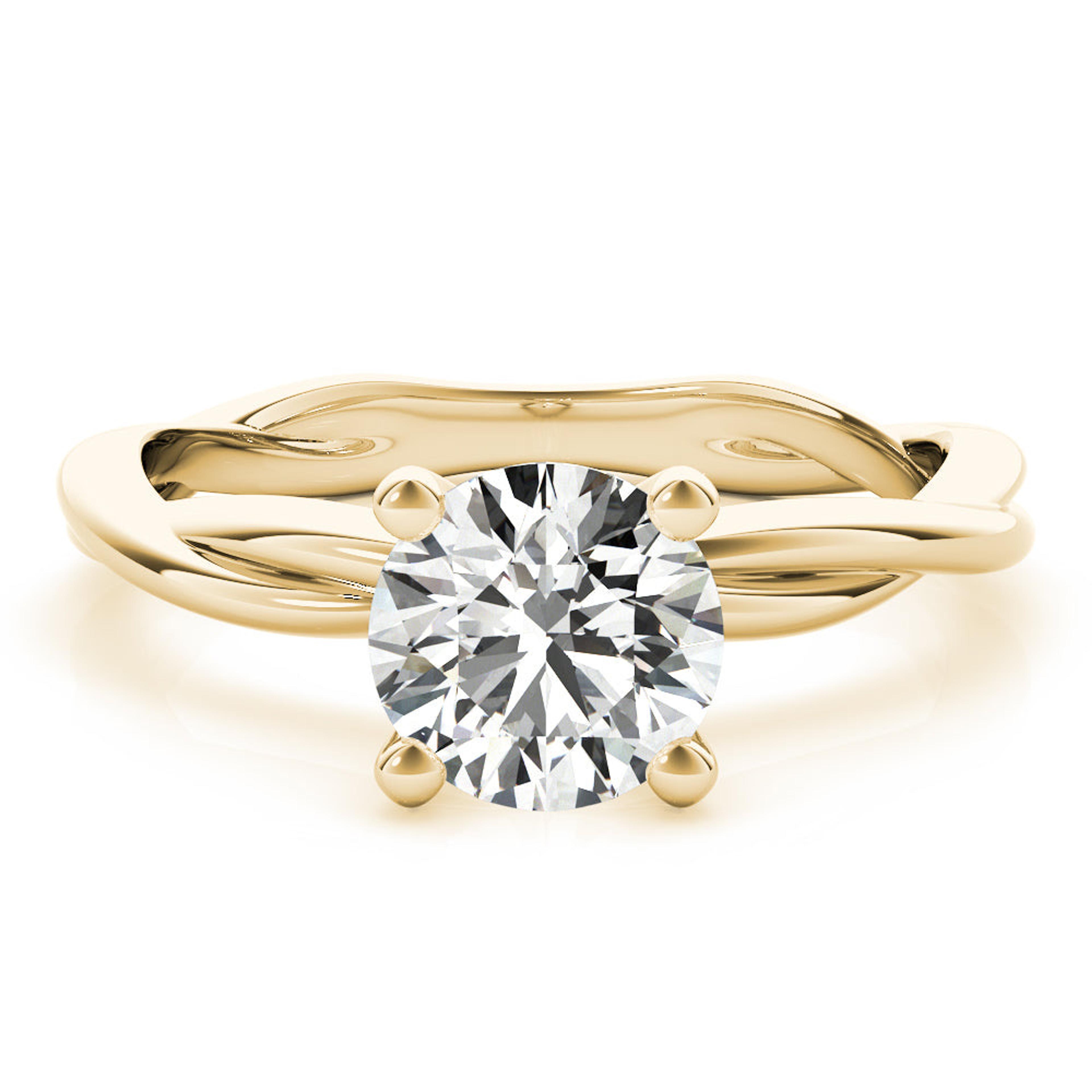 Twisted Vine Round Diamond Solitaire Engagement Ring