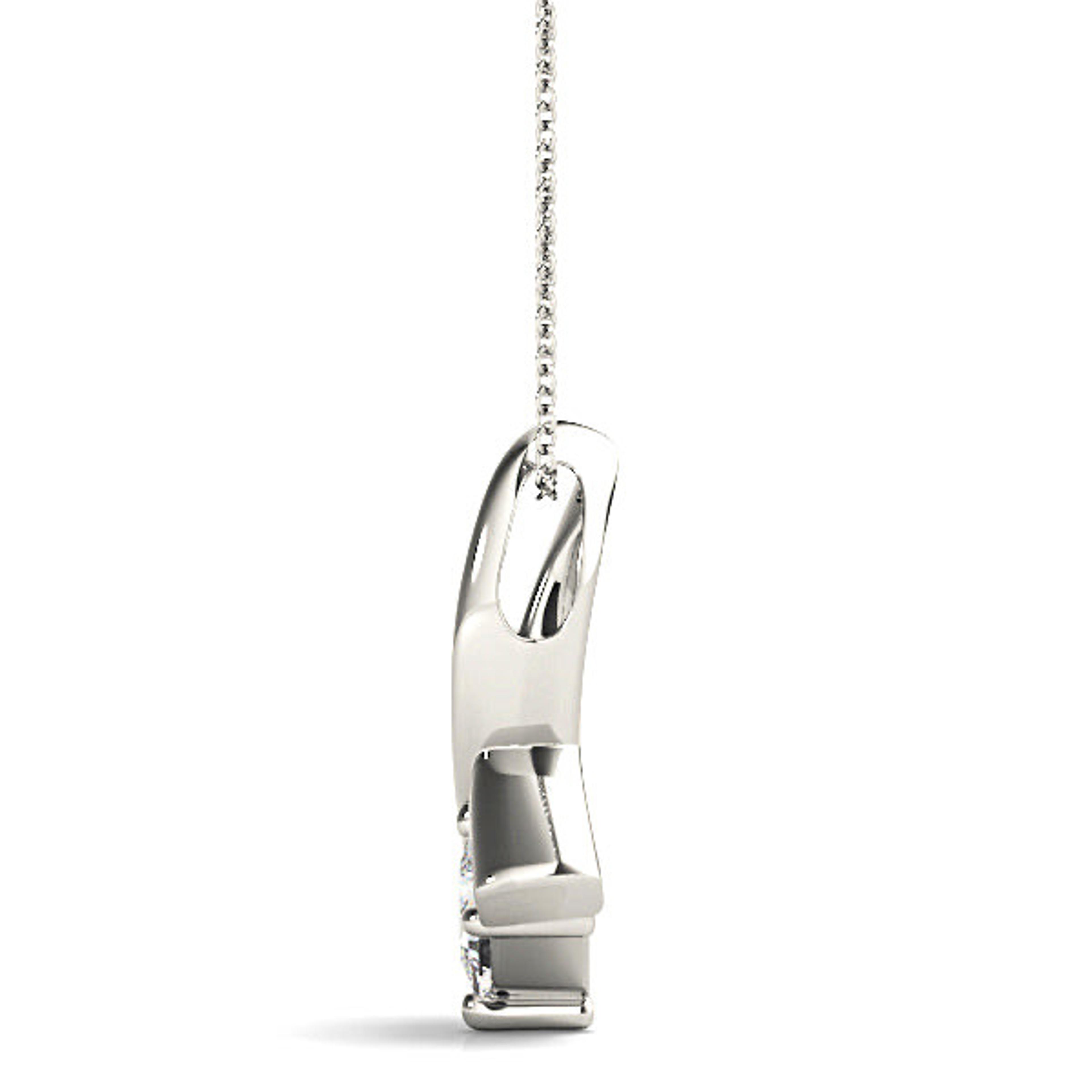Ribbon Princess Cut Diamond Solitaire Necklace Pendant-VIRABYANI