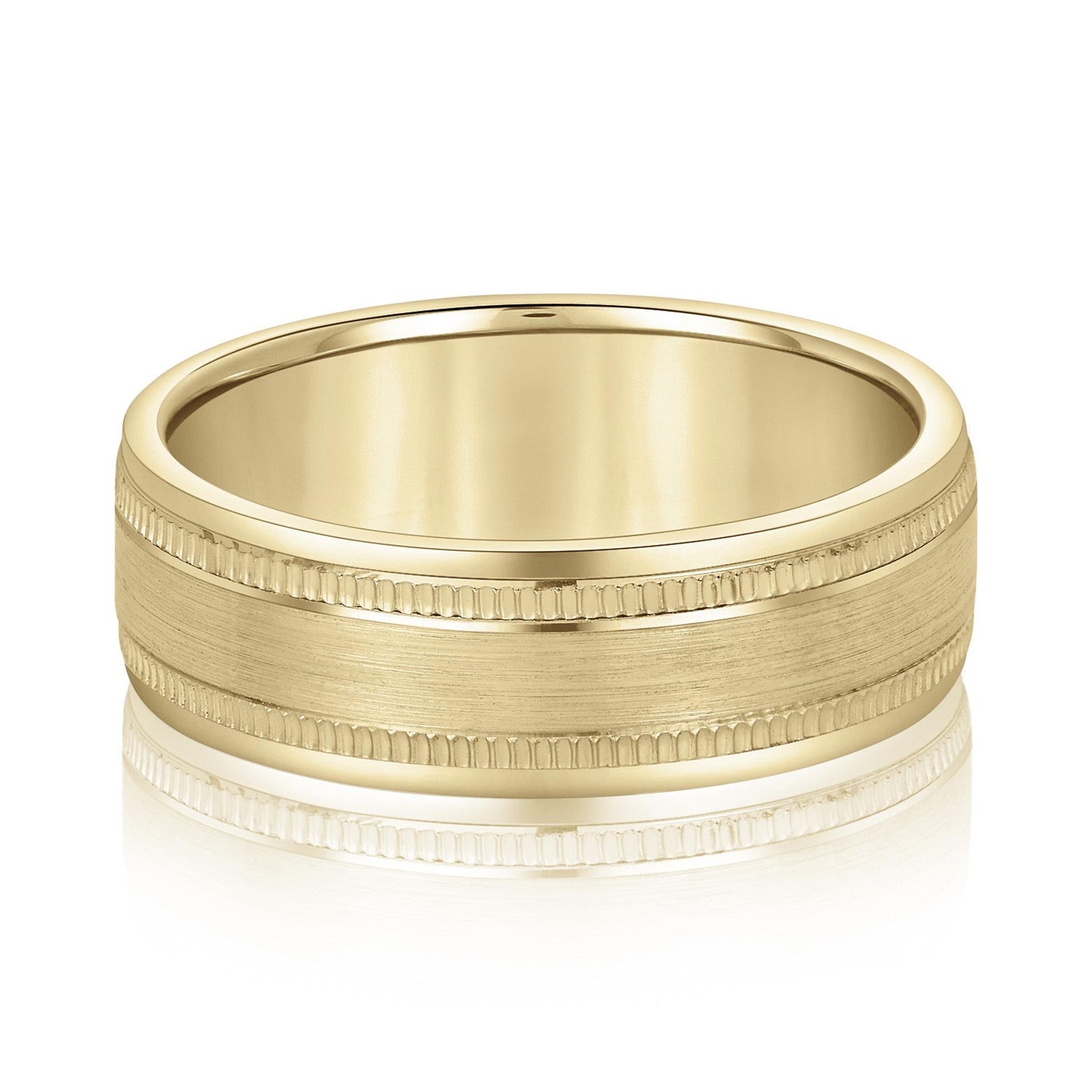 Men's Center Brushed Double Grooved Wedding Band