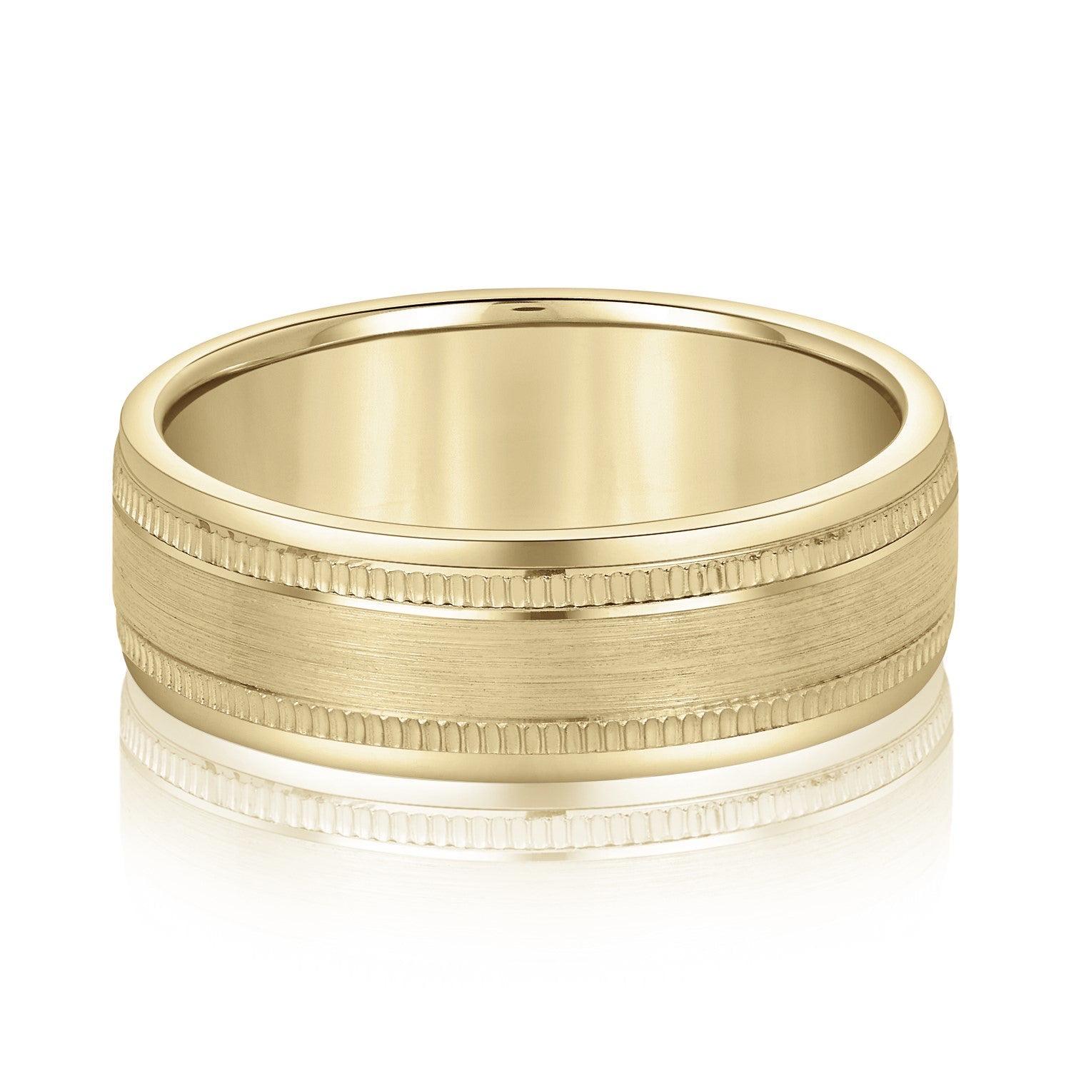 Men's Center Brushed Double Grooved Wedding Band