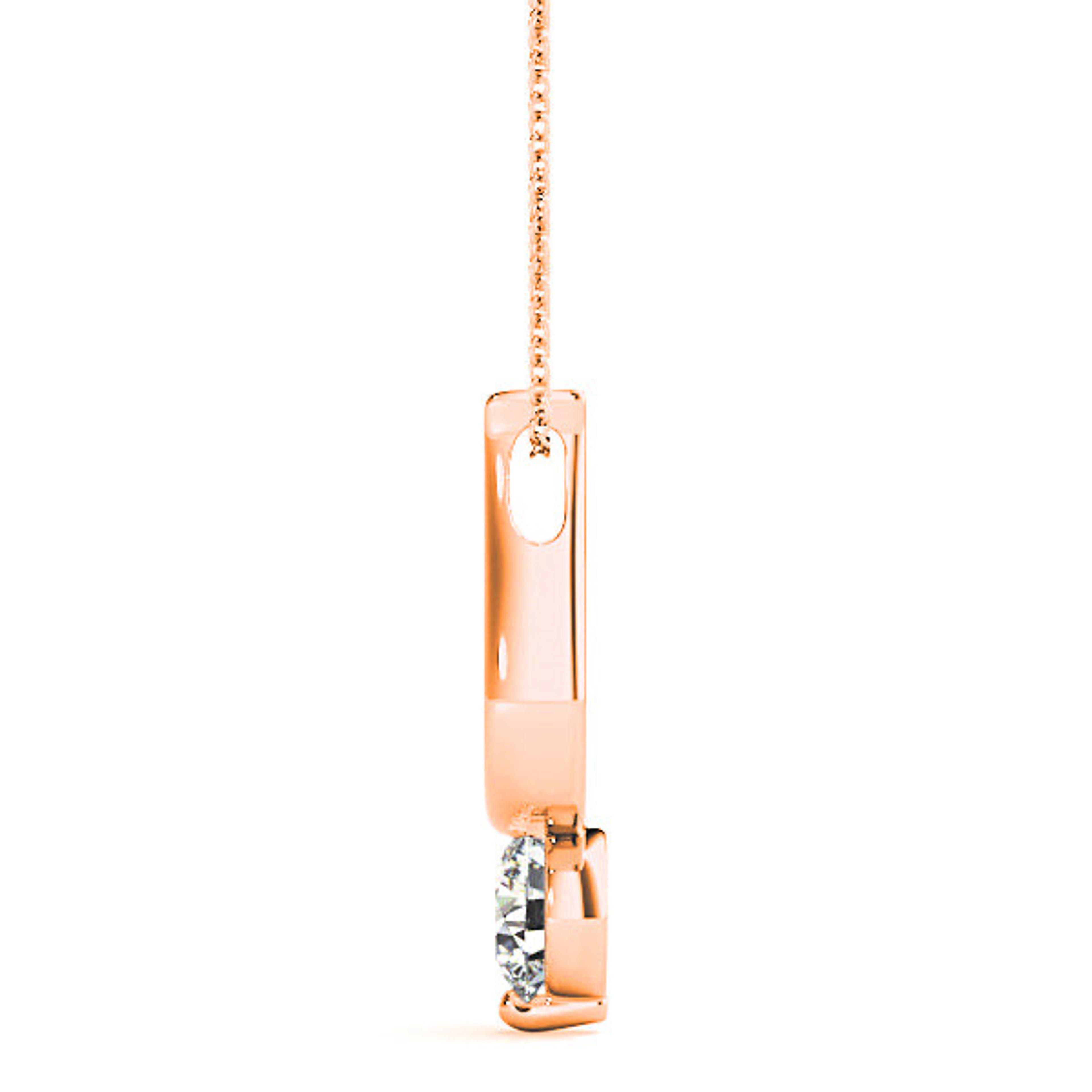Single Prong Round Diamond Solitaire Necklace Pendant-VIRABYANI