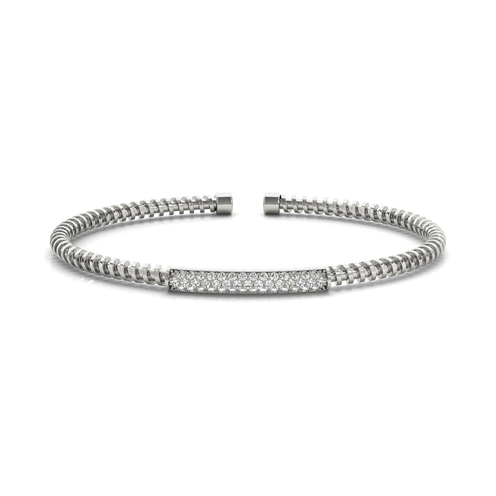 Screw Design 0.50 ctw Round Diamond Cuff Bangle Bracelet-VIRABYANI