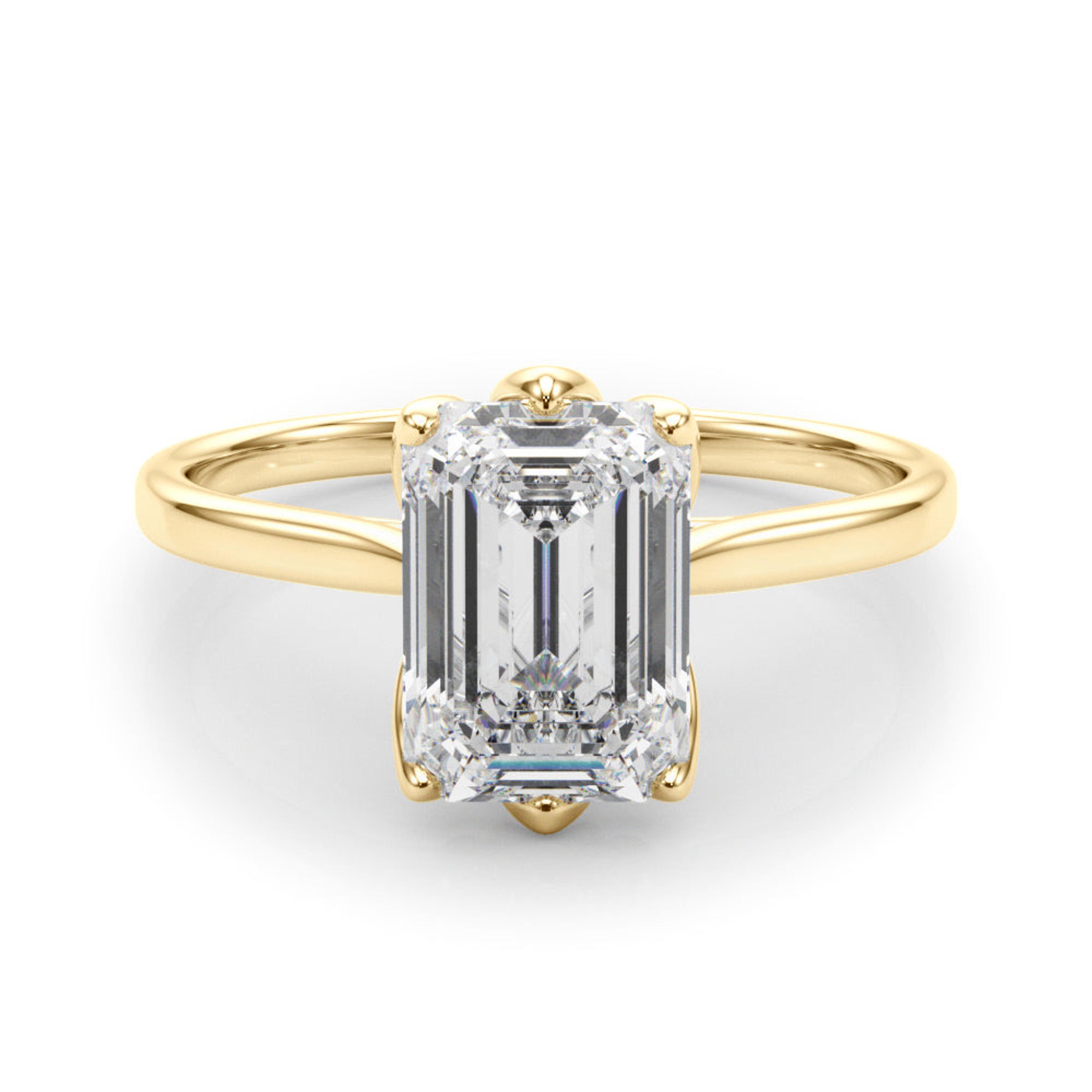 Esme Emerald Diamond Solitaire Engagement Ring