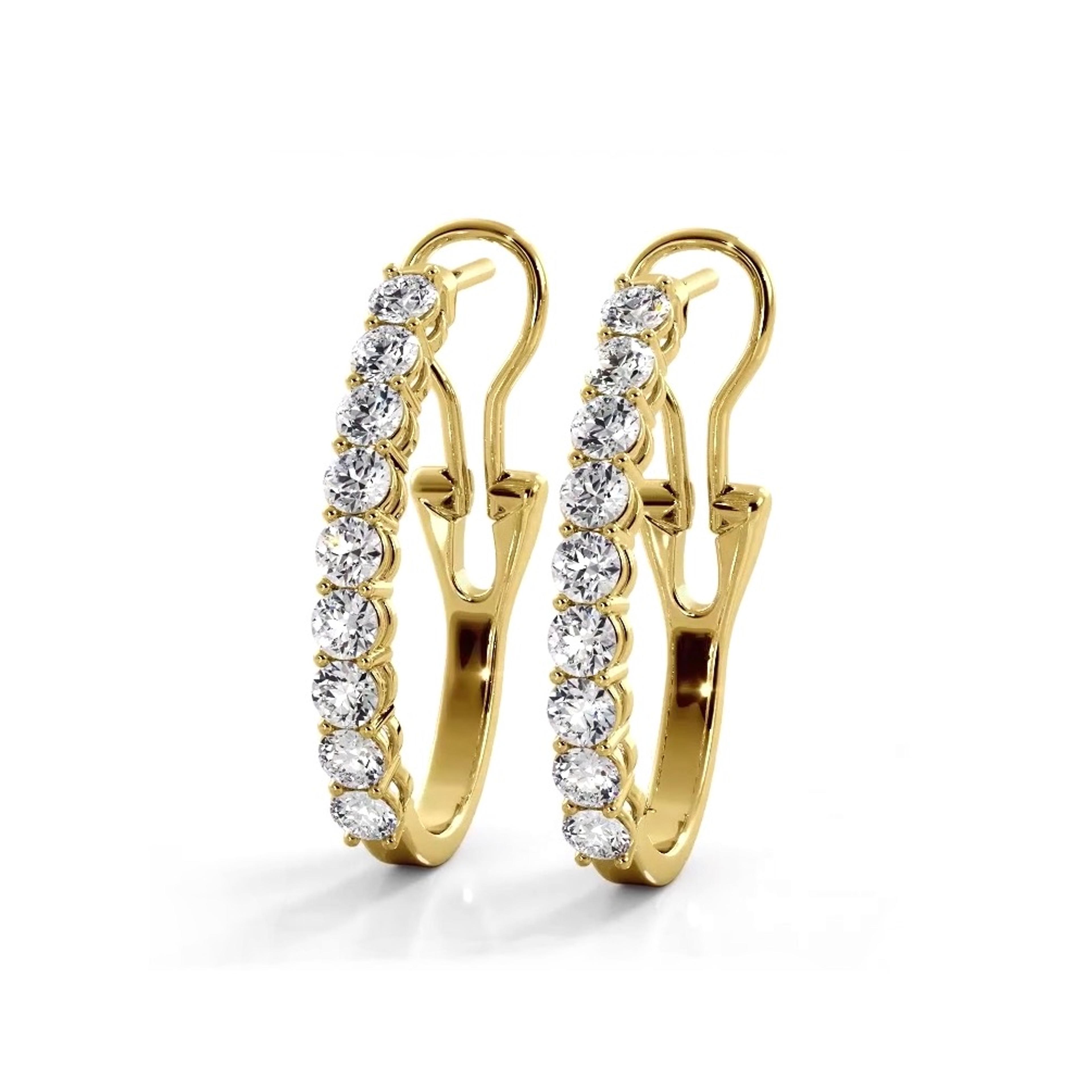 1.0 ct. Round Diamond Hoop Earrings With Omega Backing