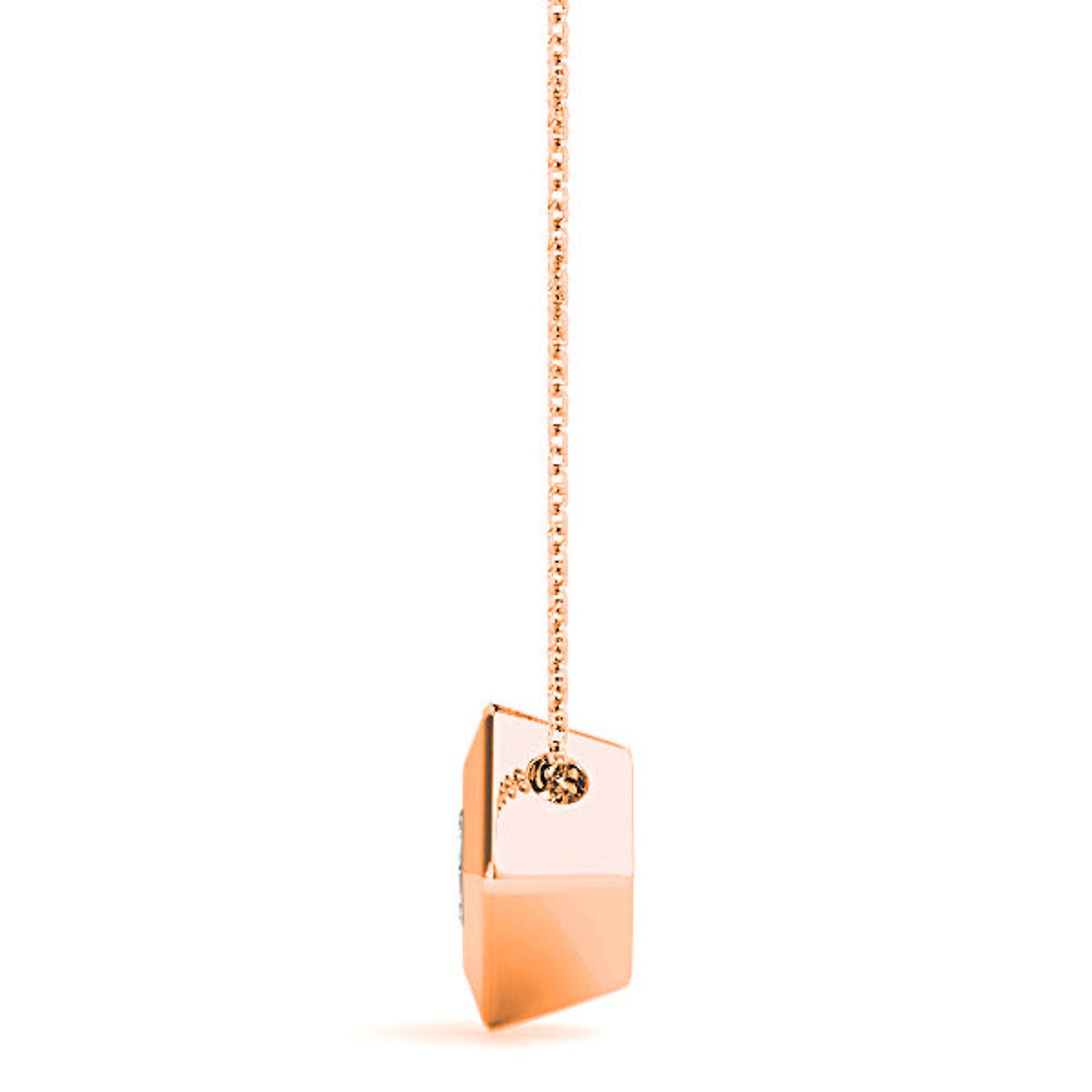 Bezel Set Princess Cut Diamond Solitaire Necklace Pendant-VIRABYANI