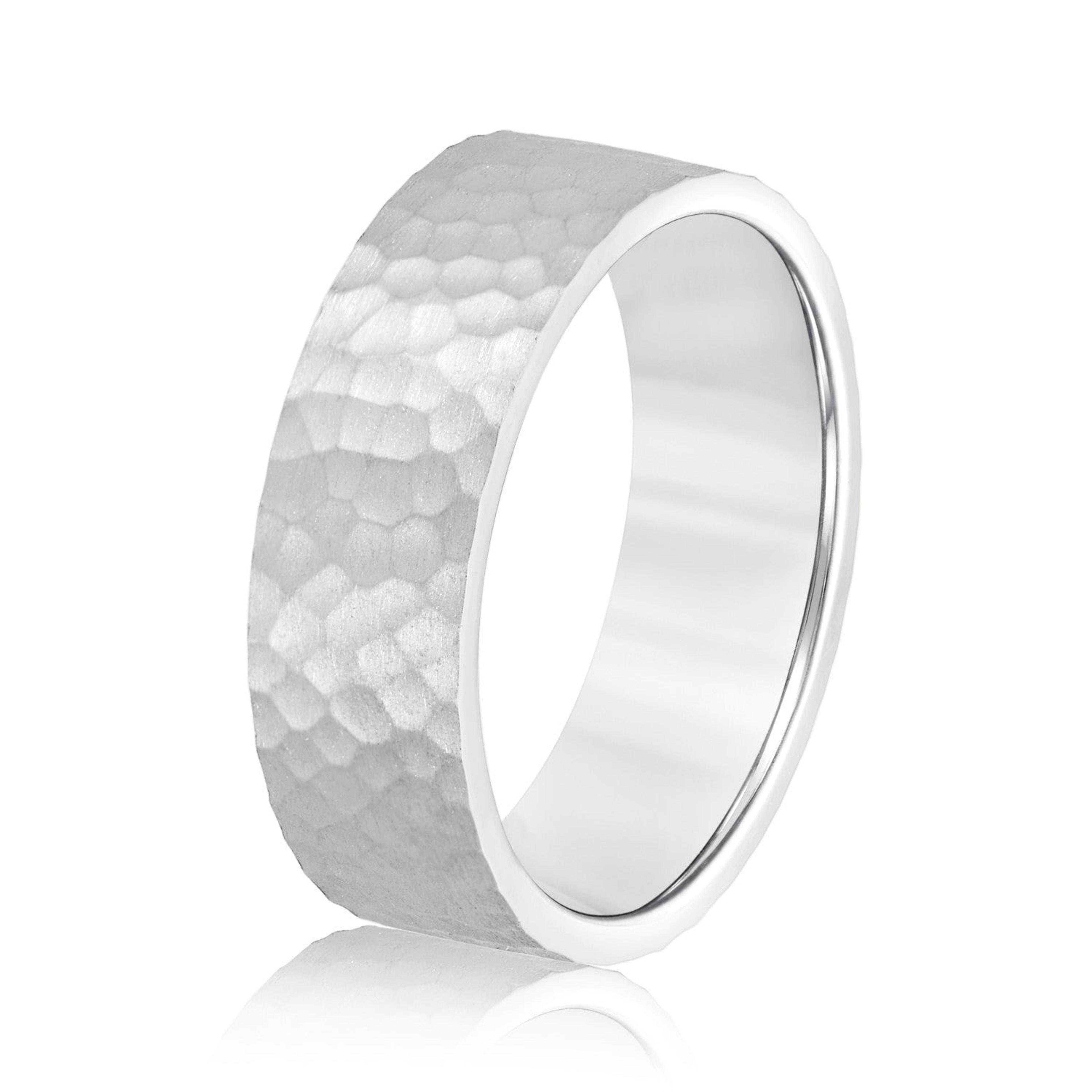 Men's Flat Hammered Band Timeless Texture