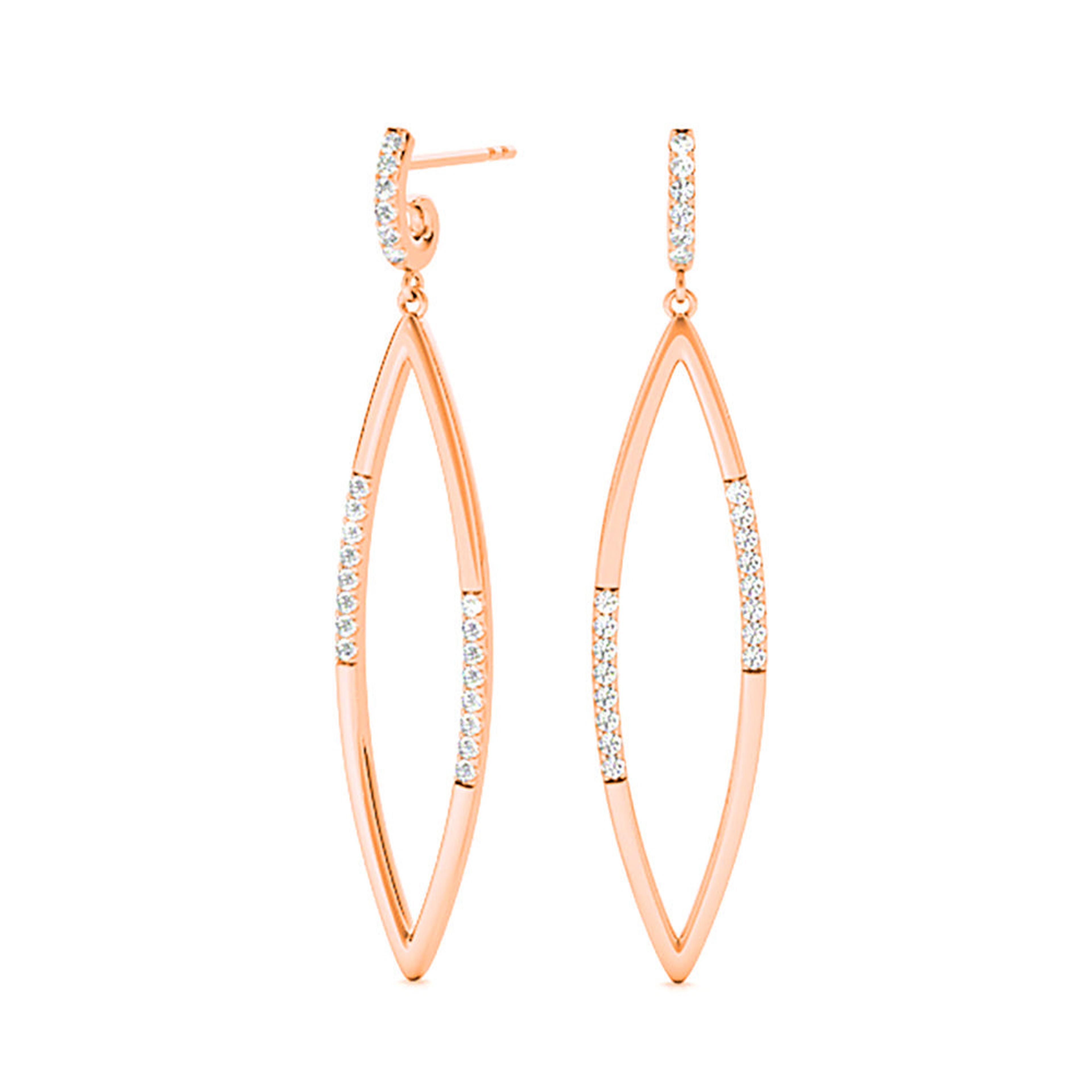 0.40 ctw Diamond Tear Drop Earrings Cocktail Style-VIRABYANI