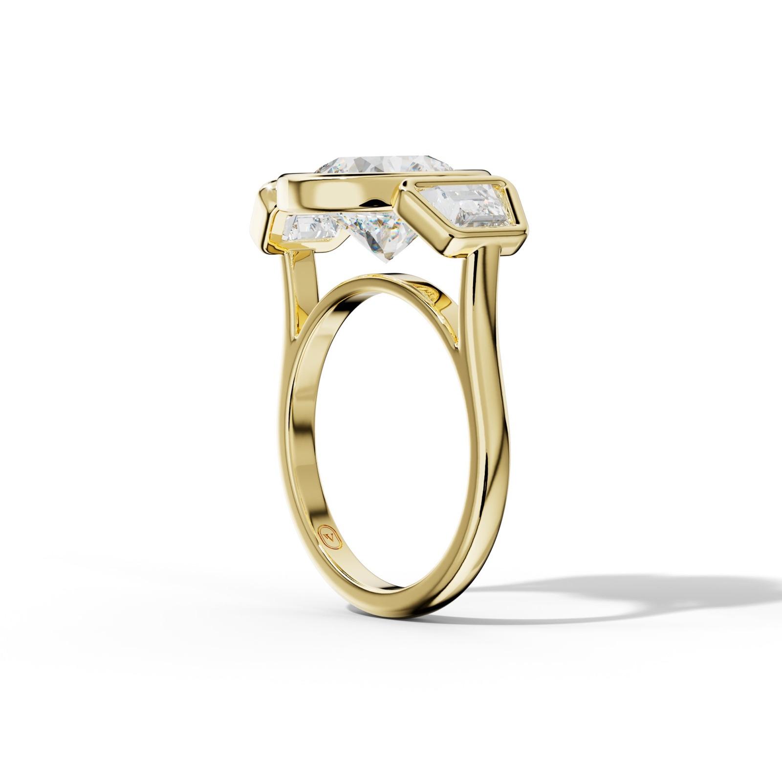 Cleo Round Center Trapezoid Side Diamond Engagement Ring
