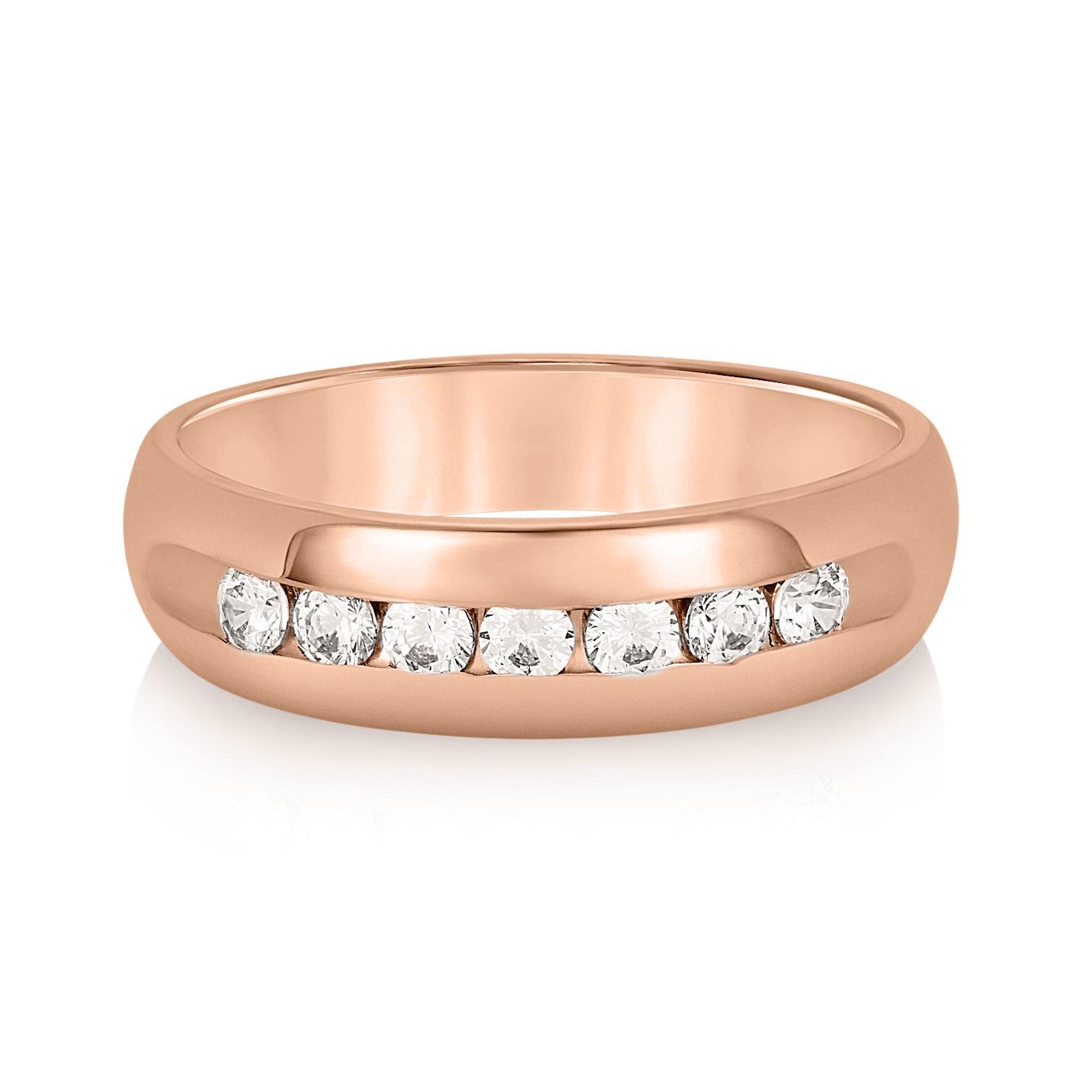 Domed Channel Set Men's Diamond Wedding Band