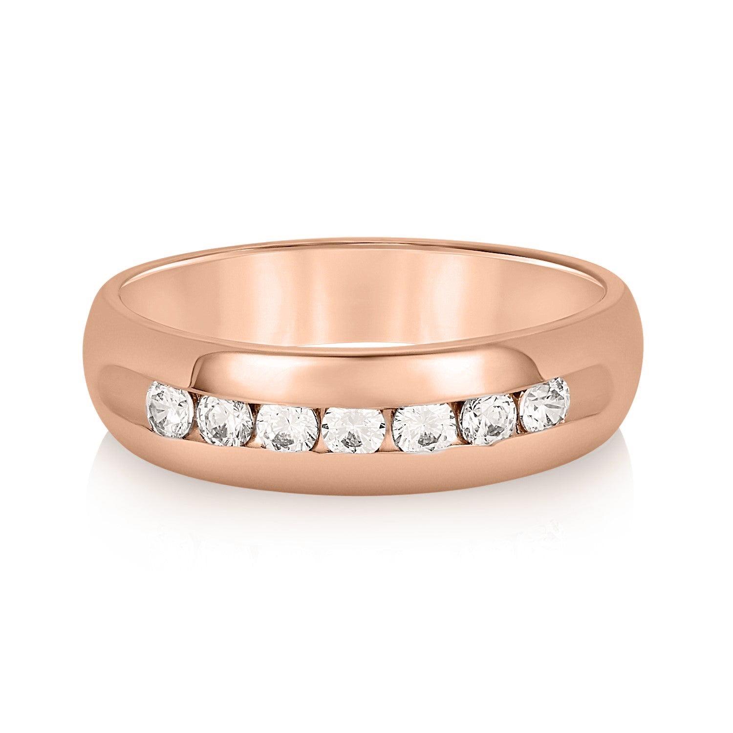 Domed Channel Set Men's Diamond Wedding Band