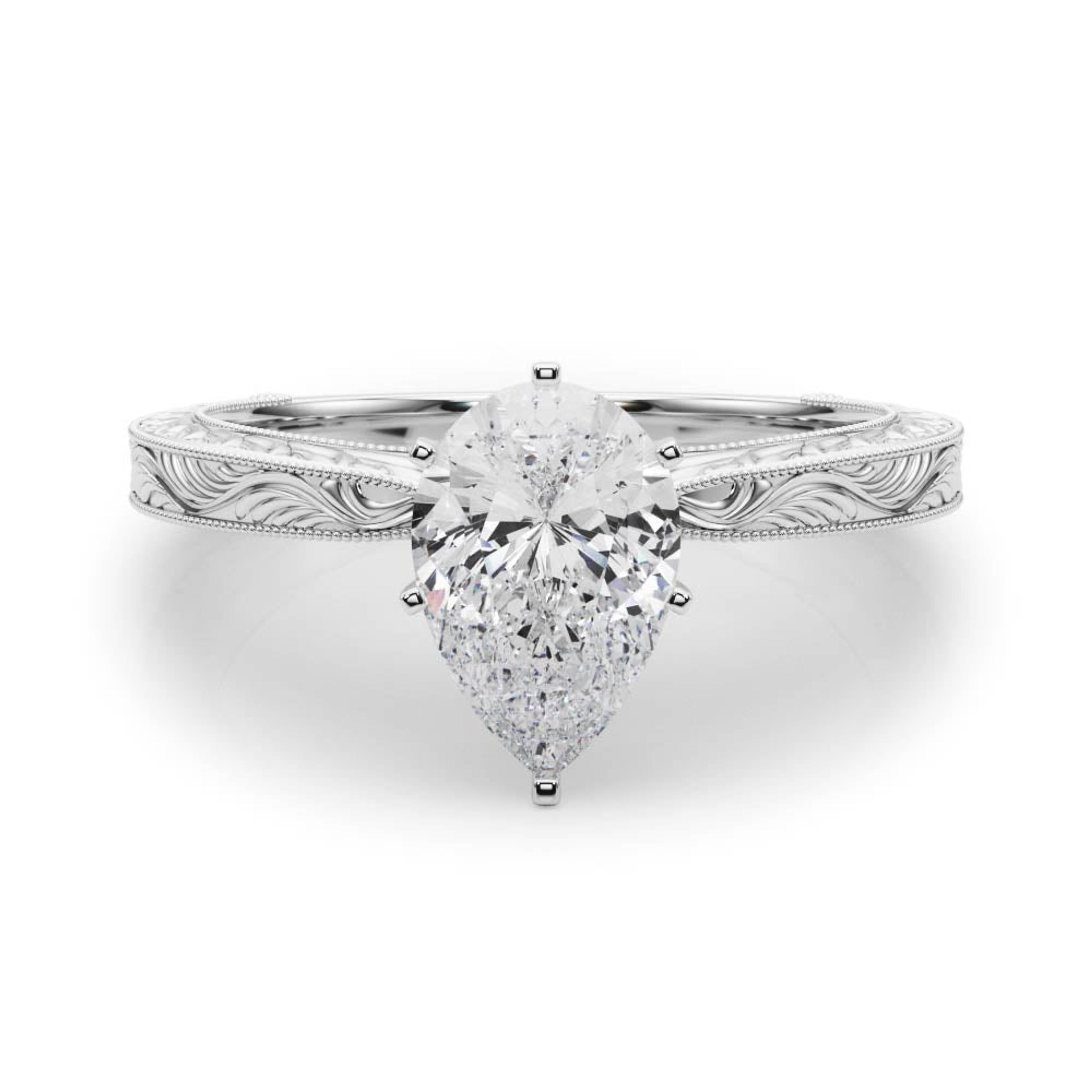 Victoria Pear Diamond Solitaire Engagement Ring
