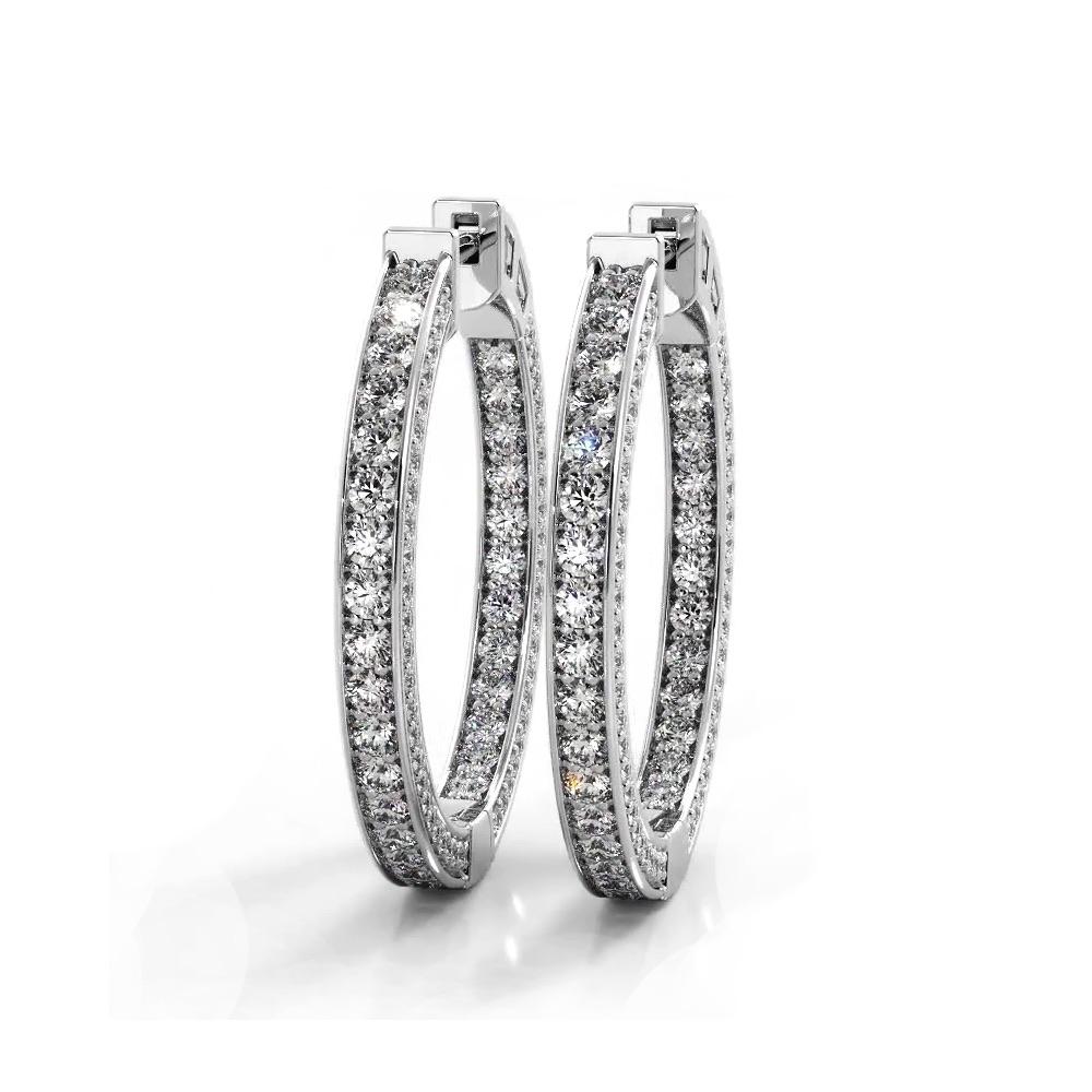 2.0 ctw. Three Sided Inside Out Diamond Hoop Earrings