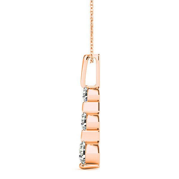 Bar Set 0.50 ctw Graduated Diamond Three Stone Necklace Pendant-VIRABYANI