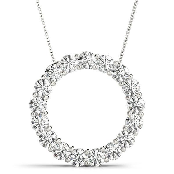 3.06 ctw Diamond Circle Necklace Pendant Shared Prong Set-VIRABYANI