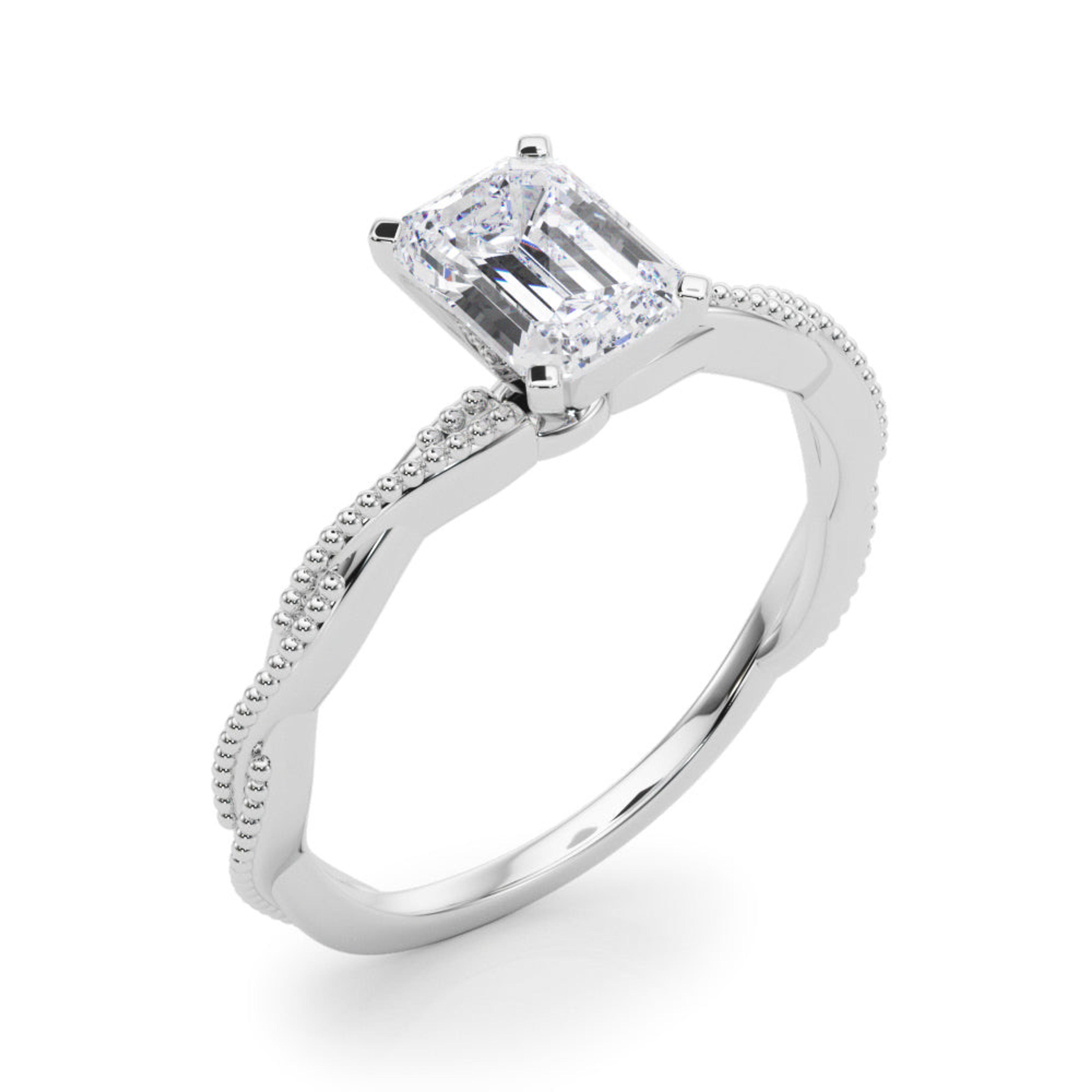Anastasia Twisted Vine Emerald Diamond Solitaire Engagement Ring