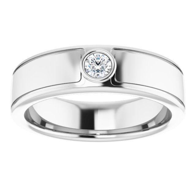 Bezel Set Single Round Diamond Men's Ring
